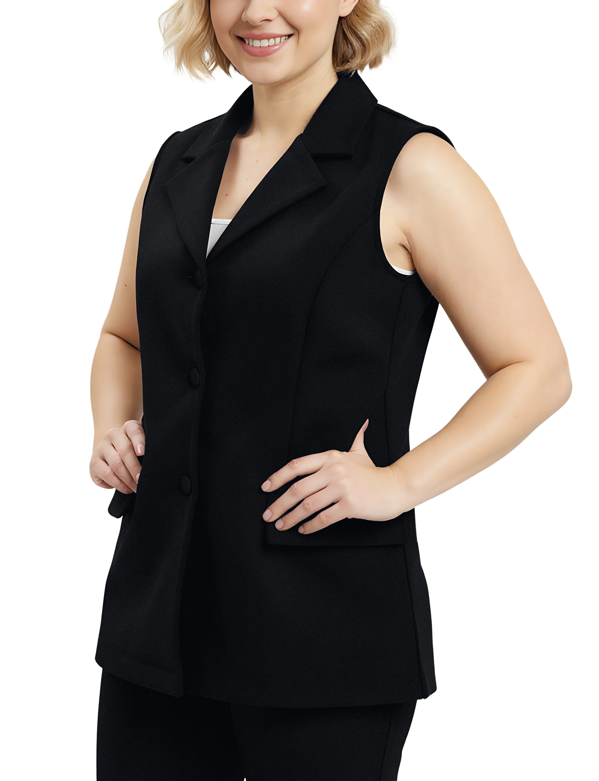 NY Collection Plus Size Sleeveless Scuba Jacket - Image 3