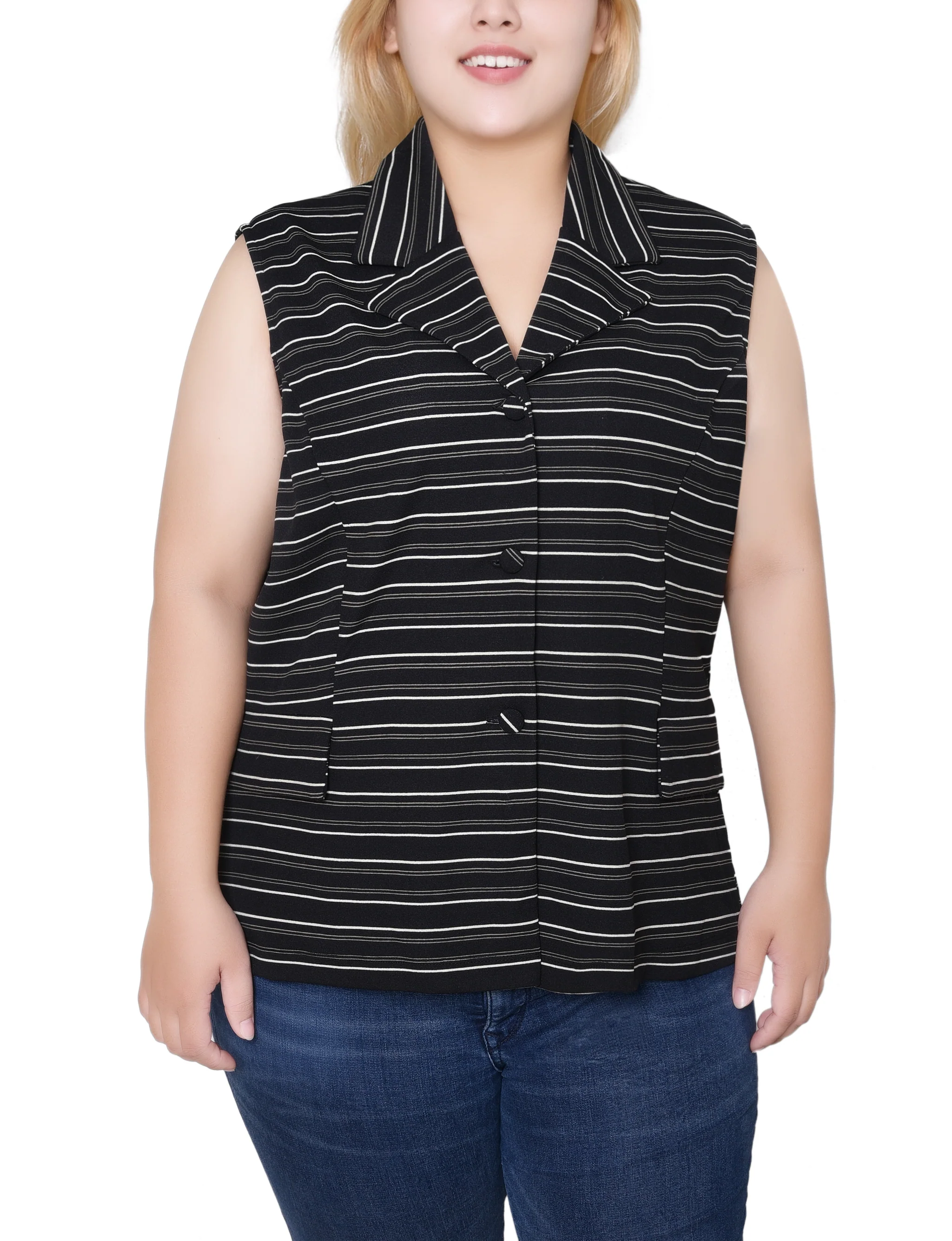 NY Collection Plus Size Sleeveless Scuba Jacket - Image 5
