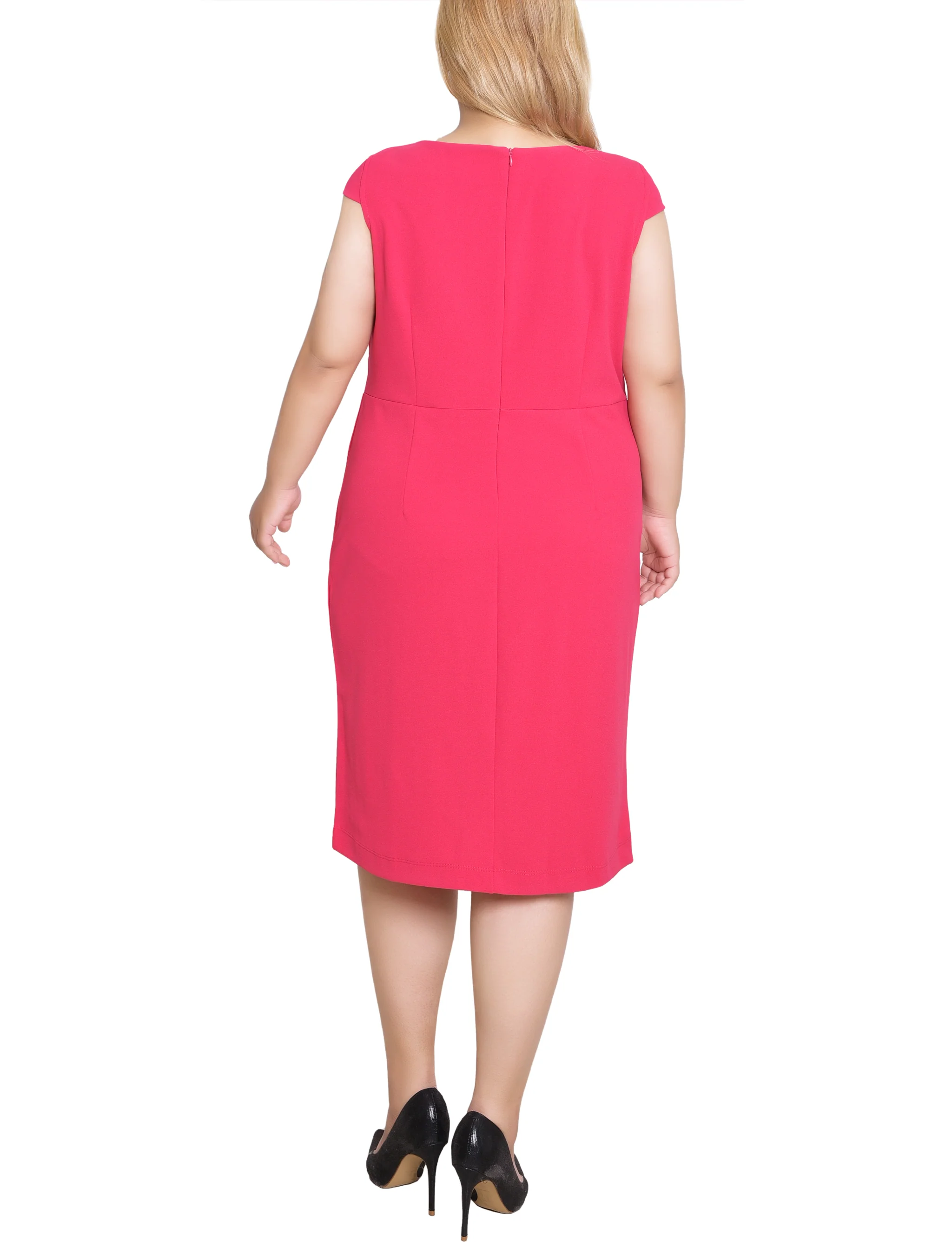 Pink Cap Sleeve Exposed Zipper Dress - Plus - Image 4