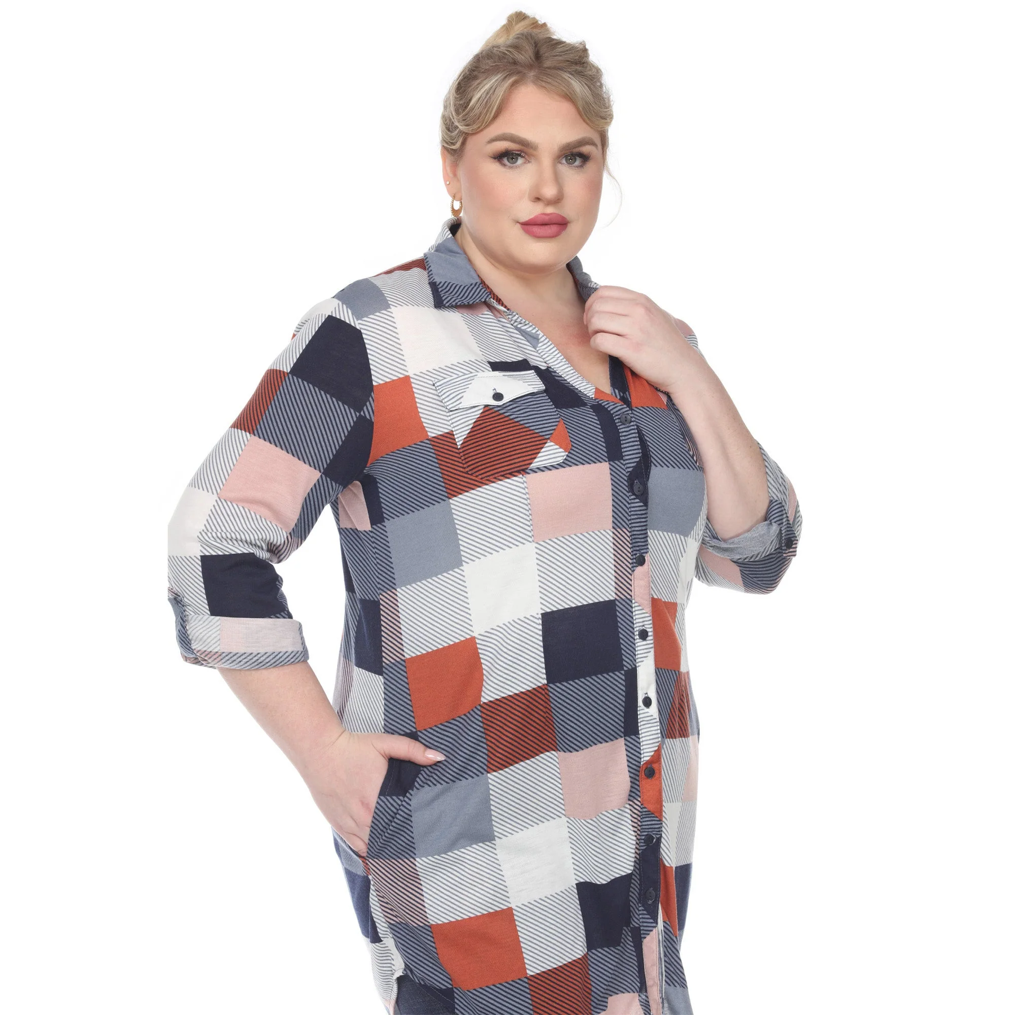 Plaid Tunic Shirt - Plus - Image 31