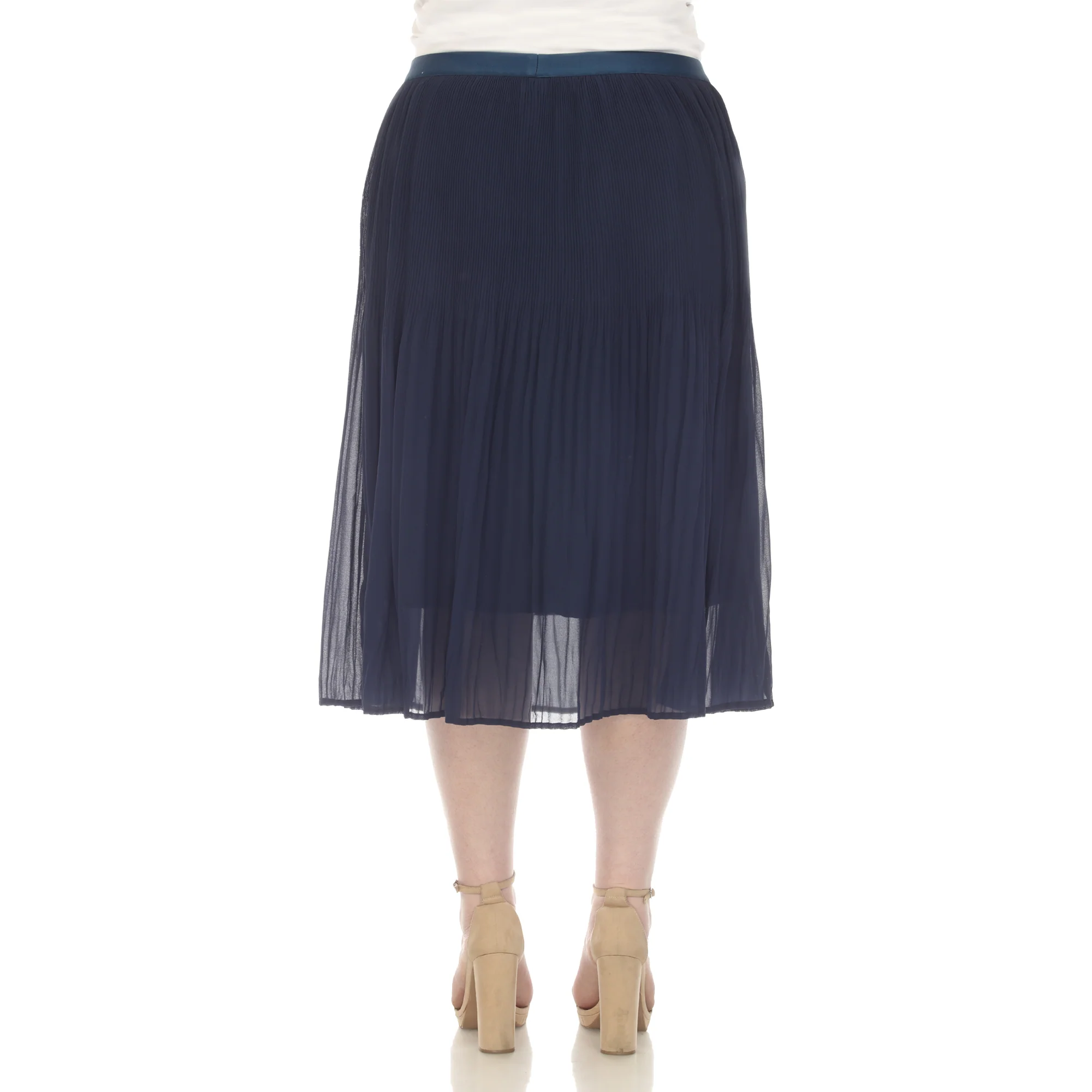 Plus Size Pleated Chiffon Midi Skirt - Image 9