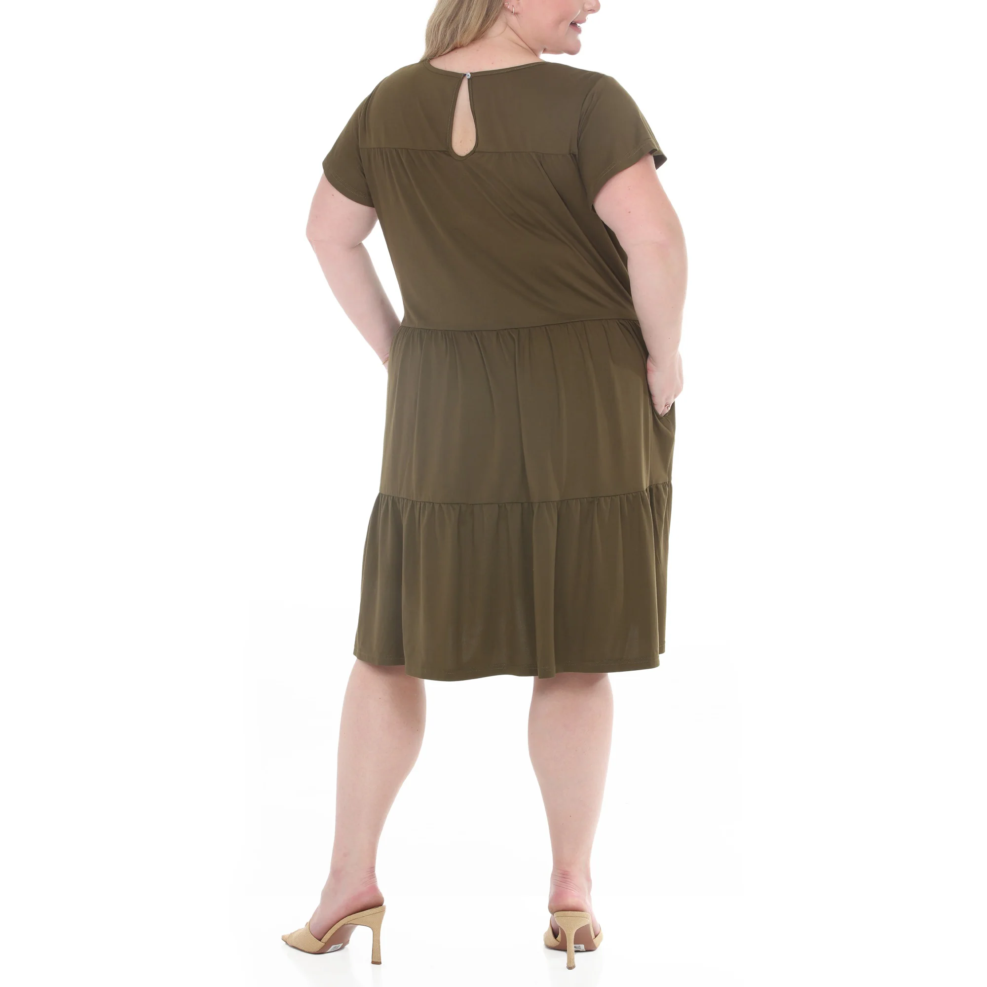 Plus Size Flutter Sleeve Ruffle Tiered Dress - Image 23