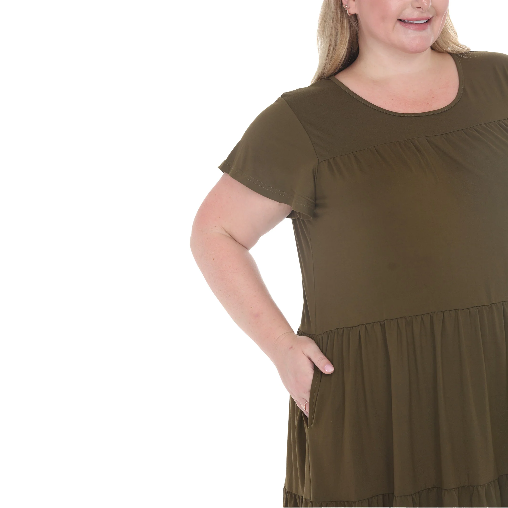Plus Size Flutter Sleeve Ruffle Tiered Dress - Image 24