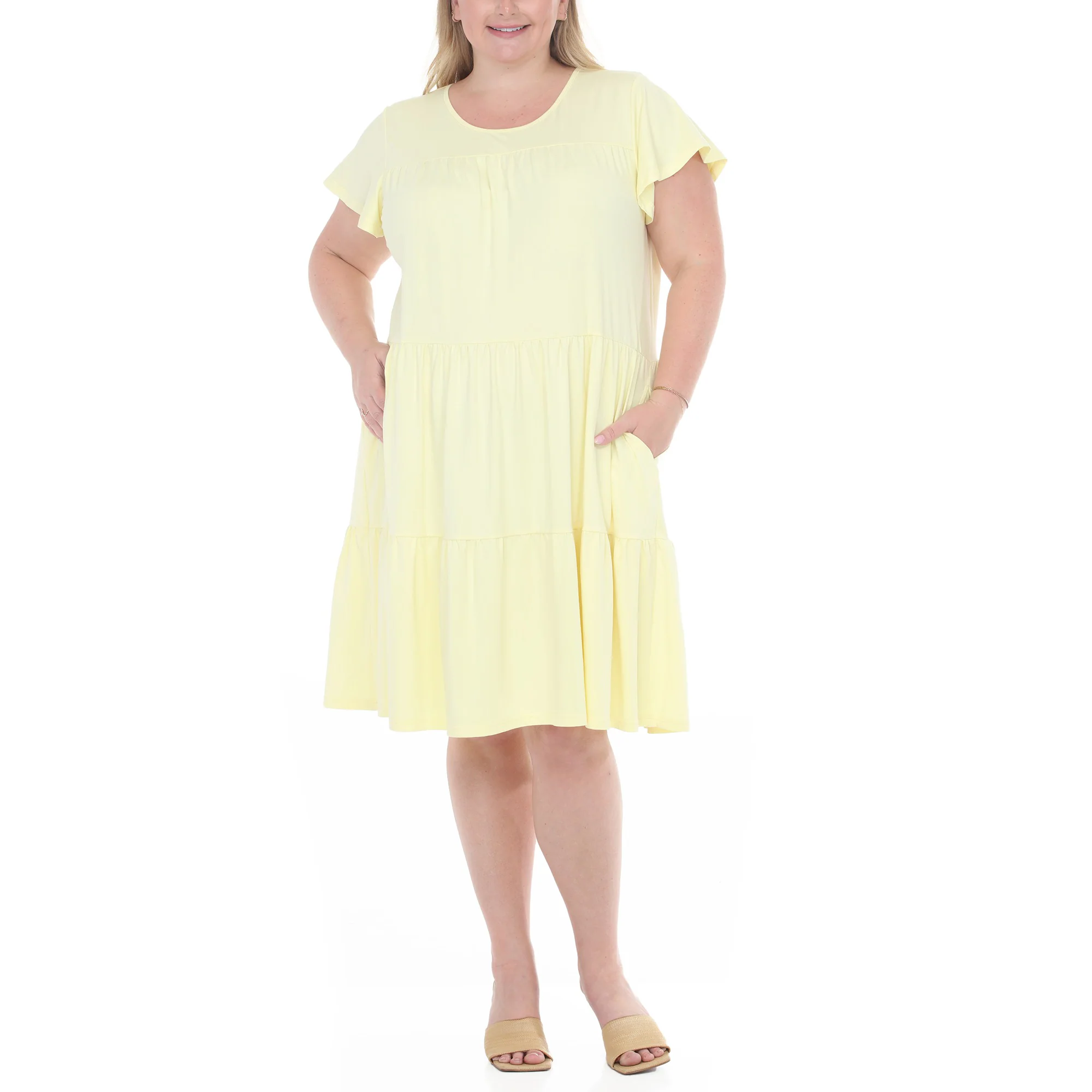 Plus Size Flutter Sleeve Ruffle Tiered Dress - Image 26