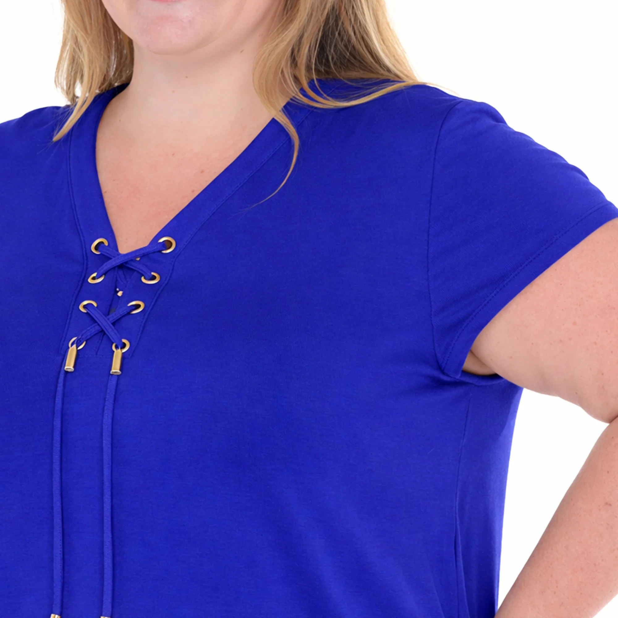 Plus Size V-Neck Front Tie Pullover Top - Image 8