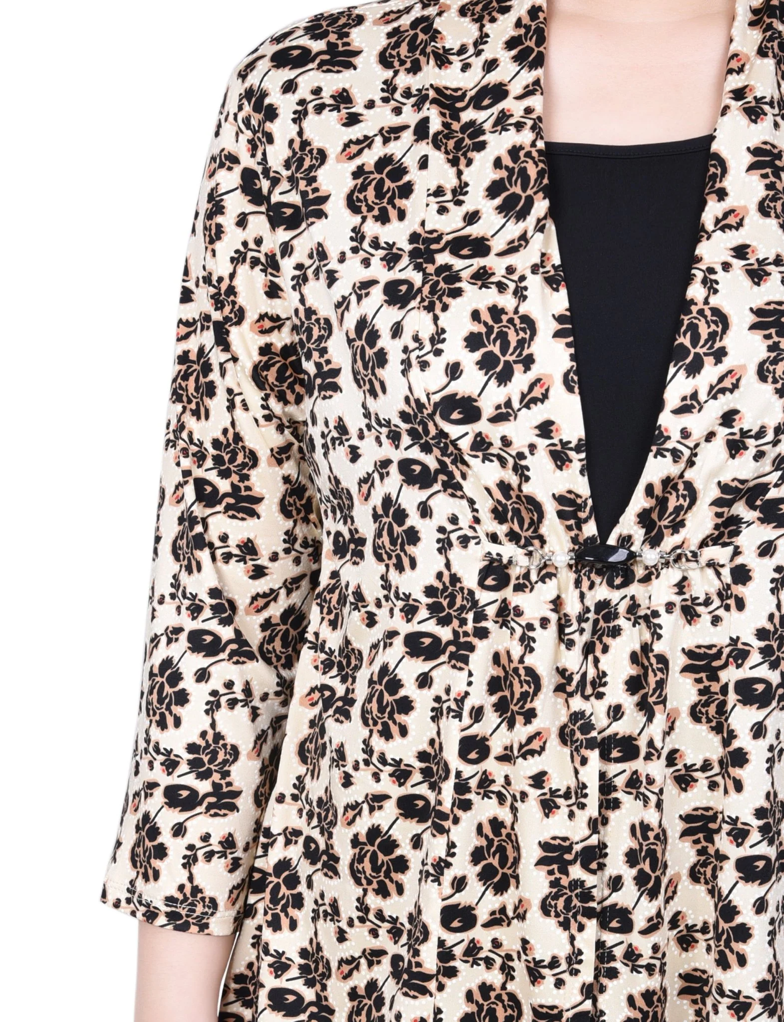 Puff Print 3/4 Sleeve Two-Fer Top - Petite - Image 23
