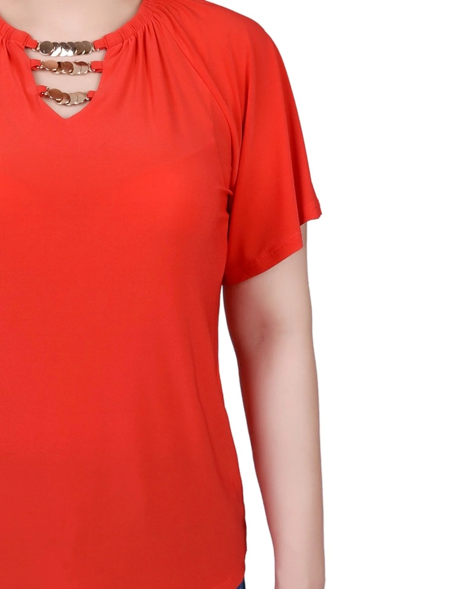Raglan Sleeve Top With Chain Details - Petite - Image 3