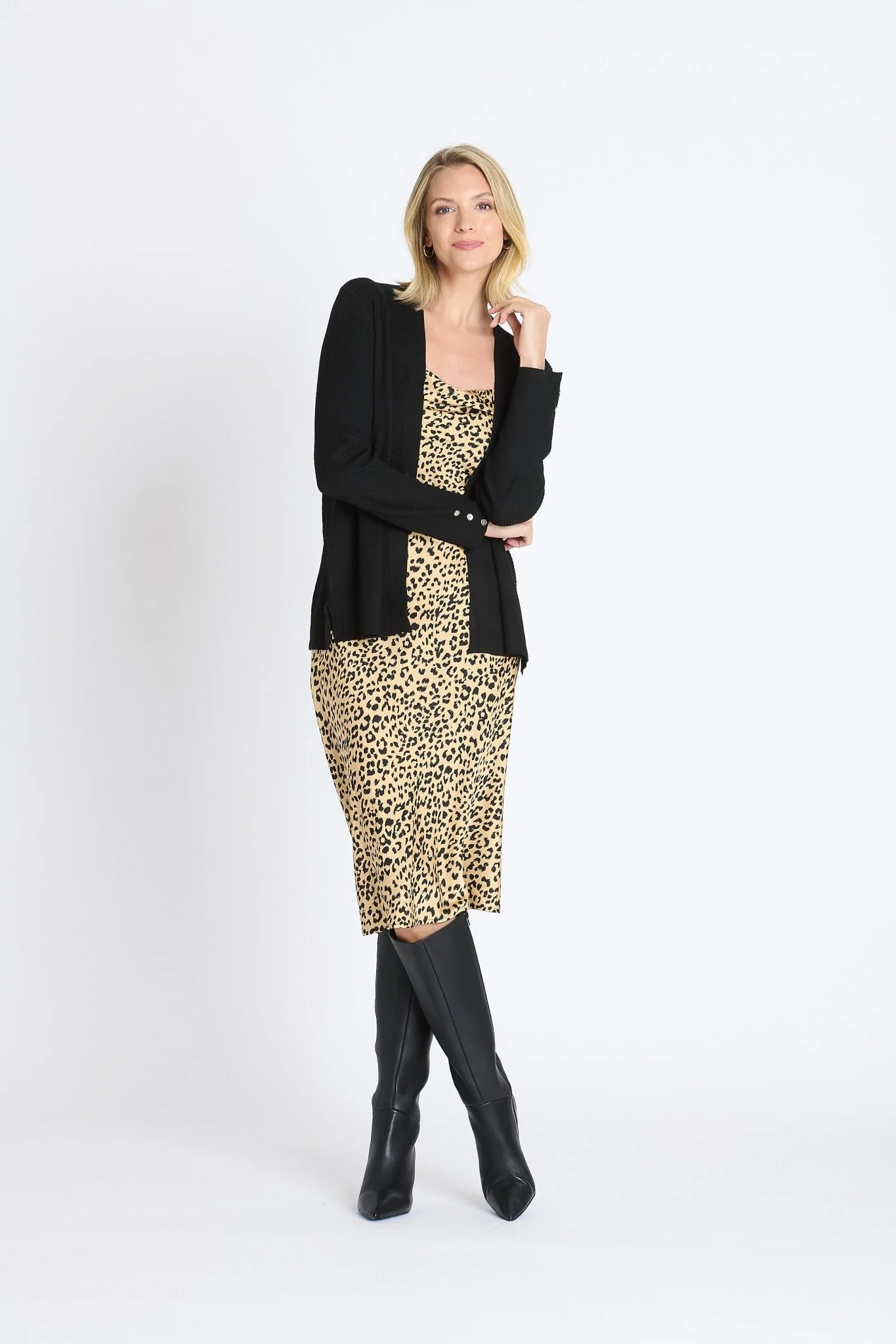 Rib Stitch Open Cardigan Sweater, Black - Image 6