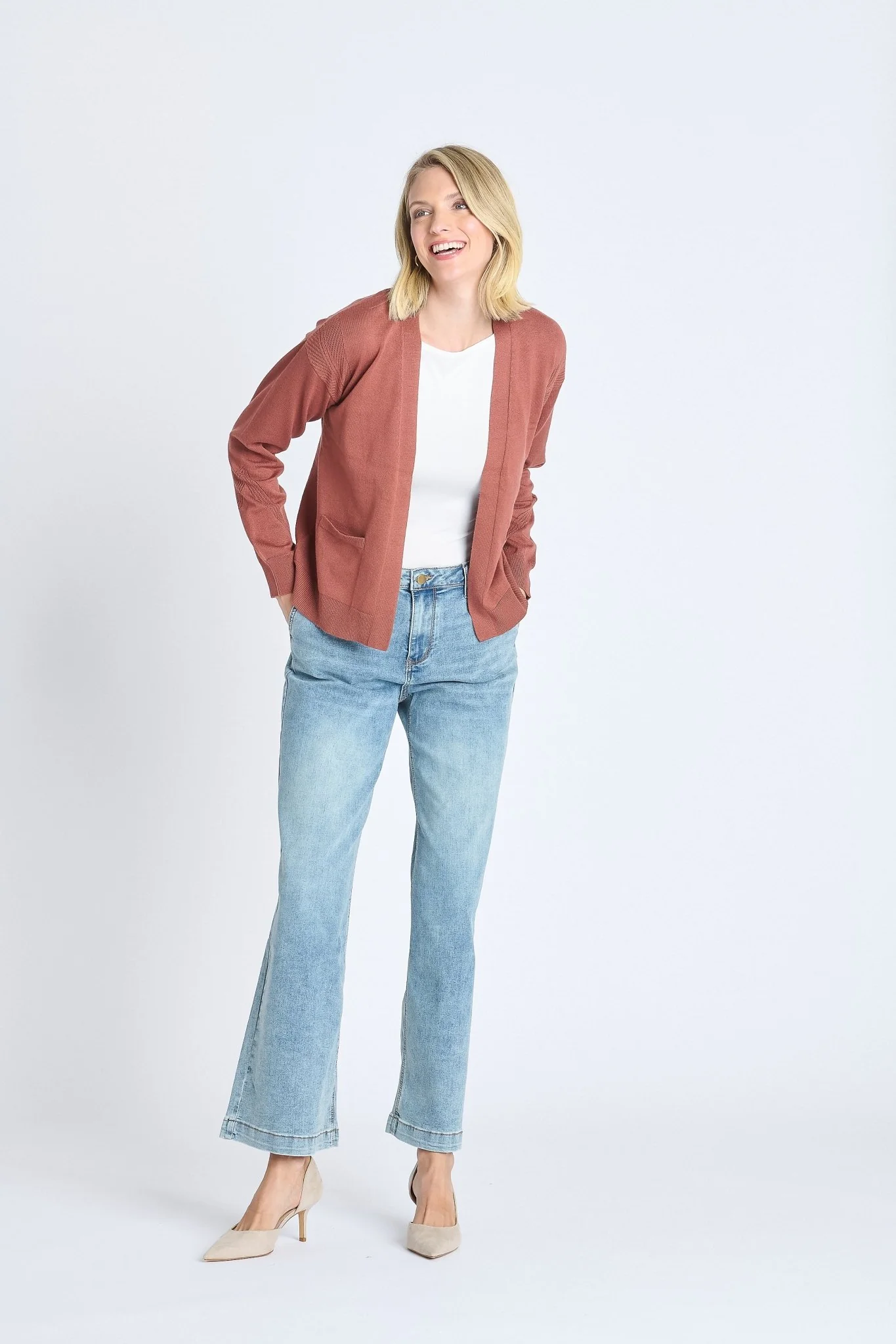 Ribbed Open Cardigan Sweater - Image 3
