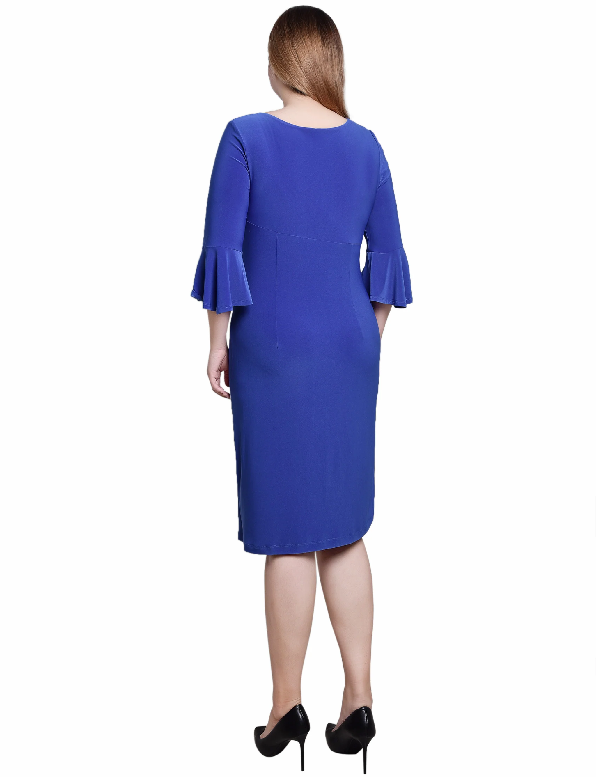 Royal 3/4 Length Trumpet Sleeve Dress - Image 3