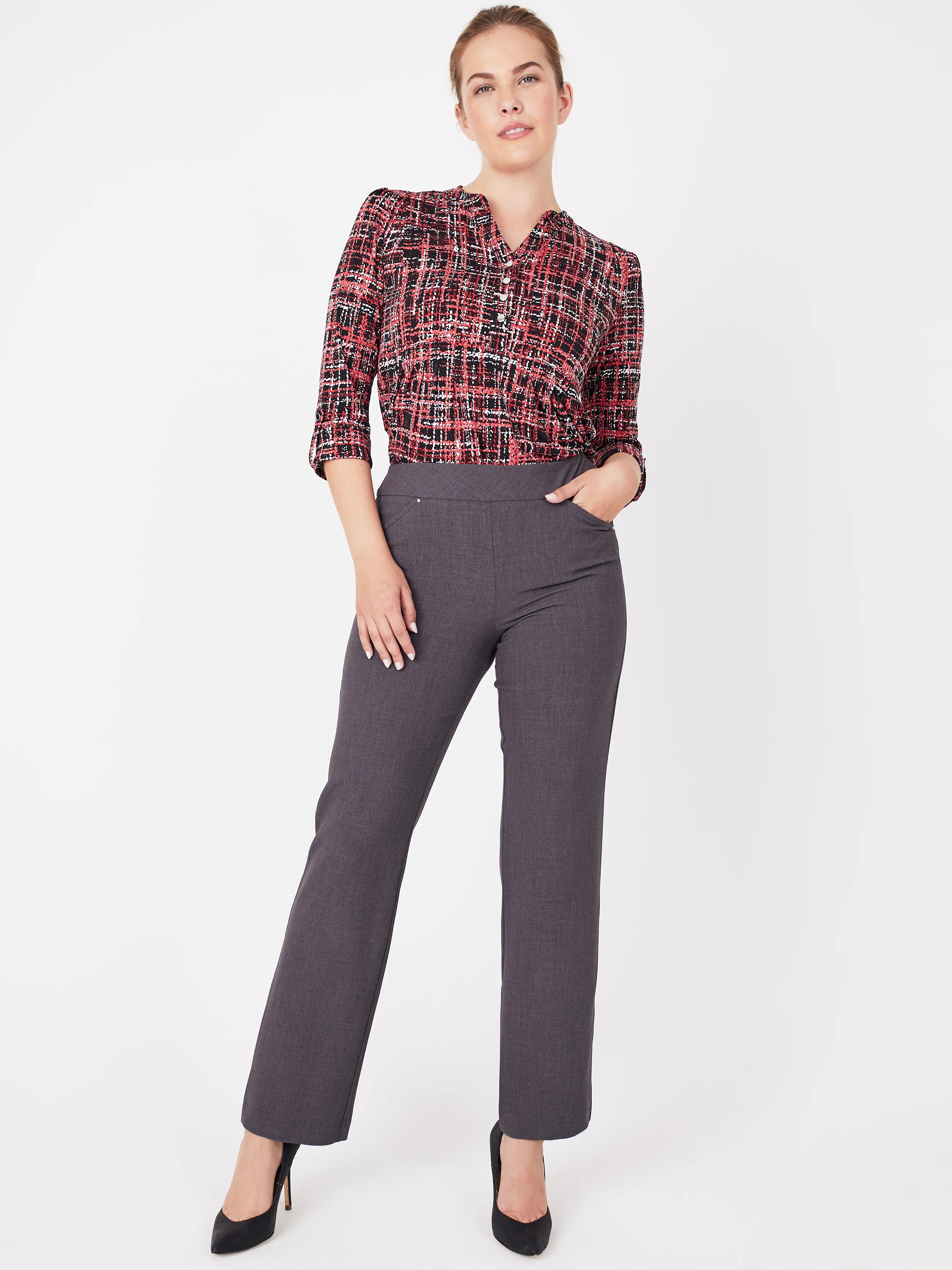 Roz & Ali™ Secret Agent Pull On Tummy Control Pants Straight Leg - Plus - Short Length - Image 13