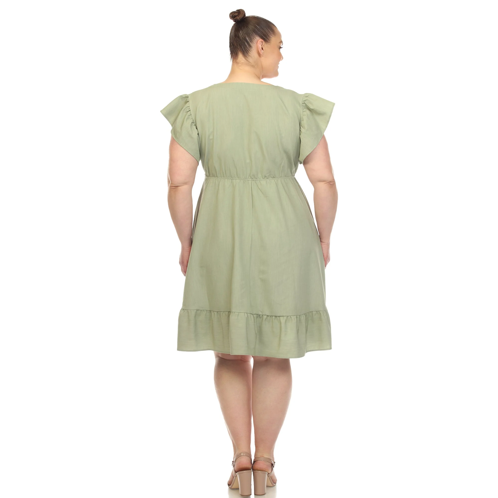 Ruffle Sleeve Knee-Length Dress - Plus - Image 5