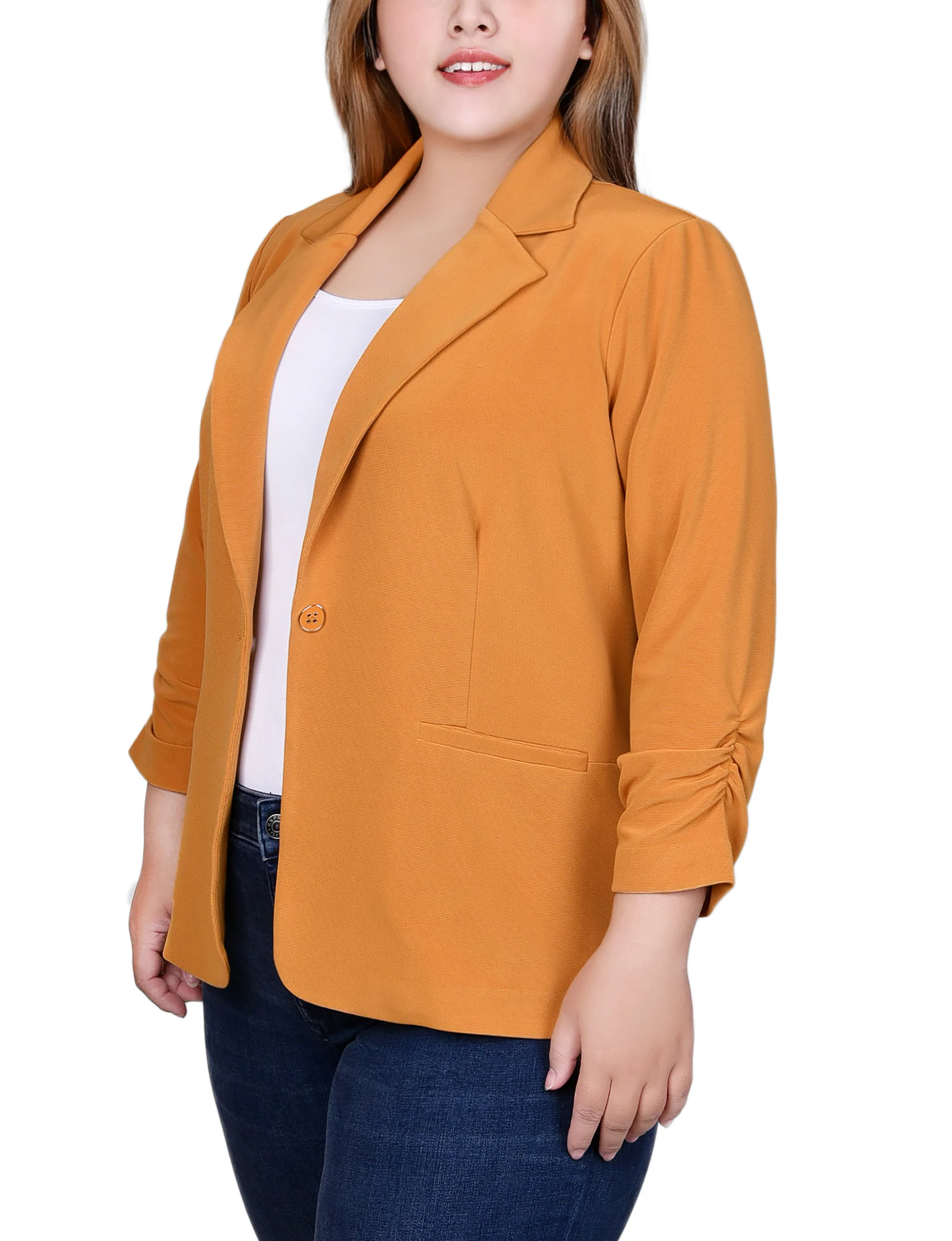 Saffron Long Sleeve Scuba Crepe Jacket - Plus - Image 2