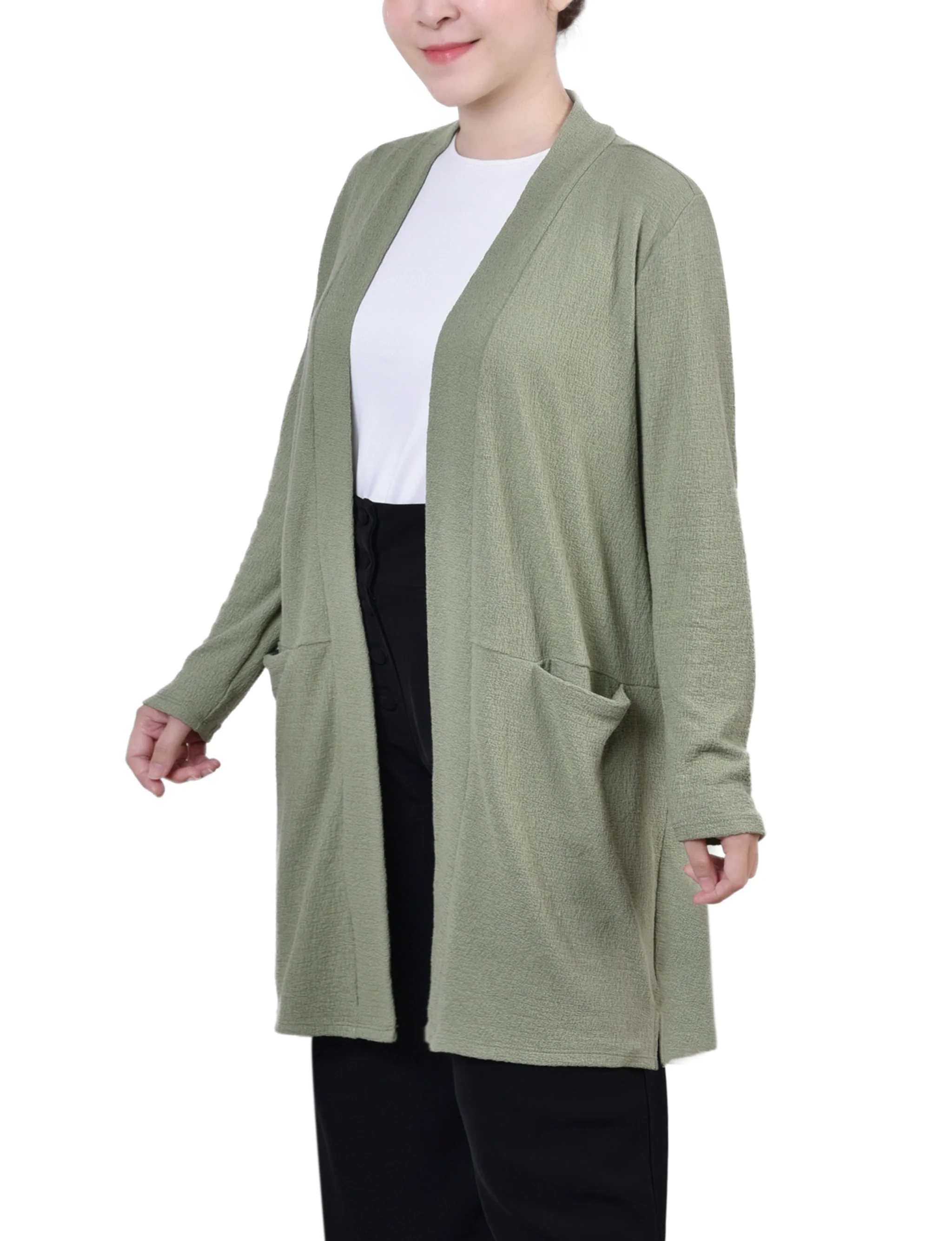 Sage Knee Length Cardigan - Petite - Image 2