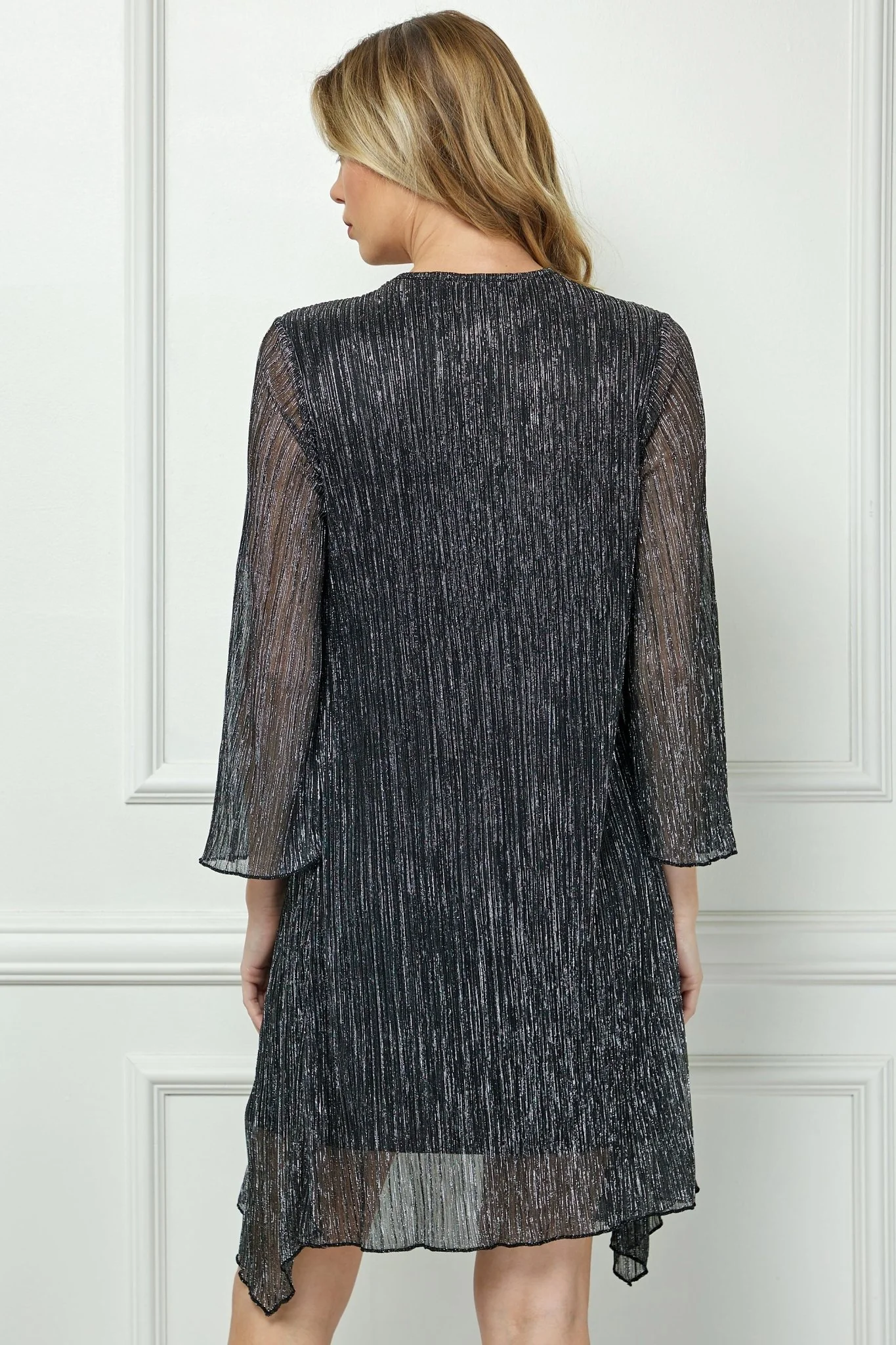 Sara Michelle 3/4 Bell Sleeve  2 Fer Dress And Necklace - Image 7