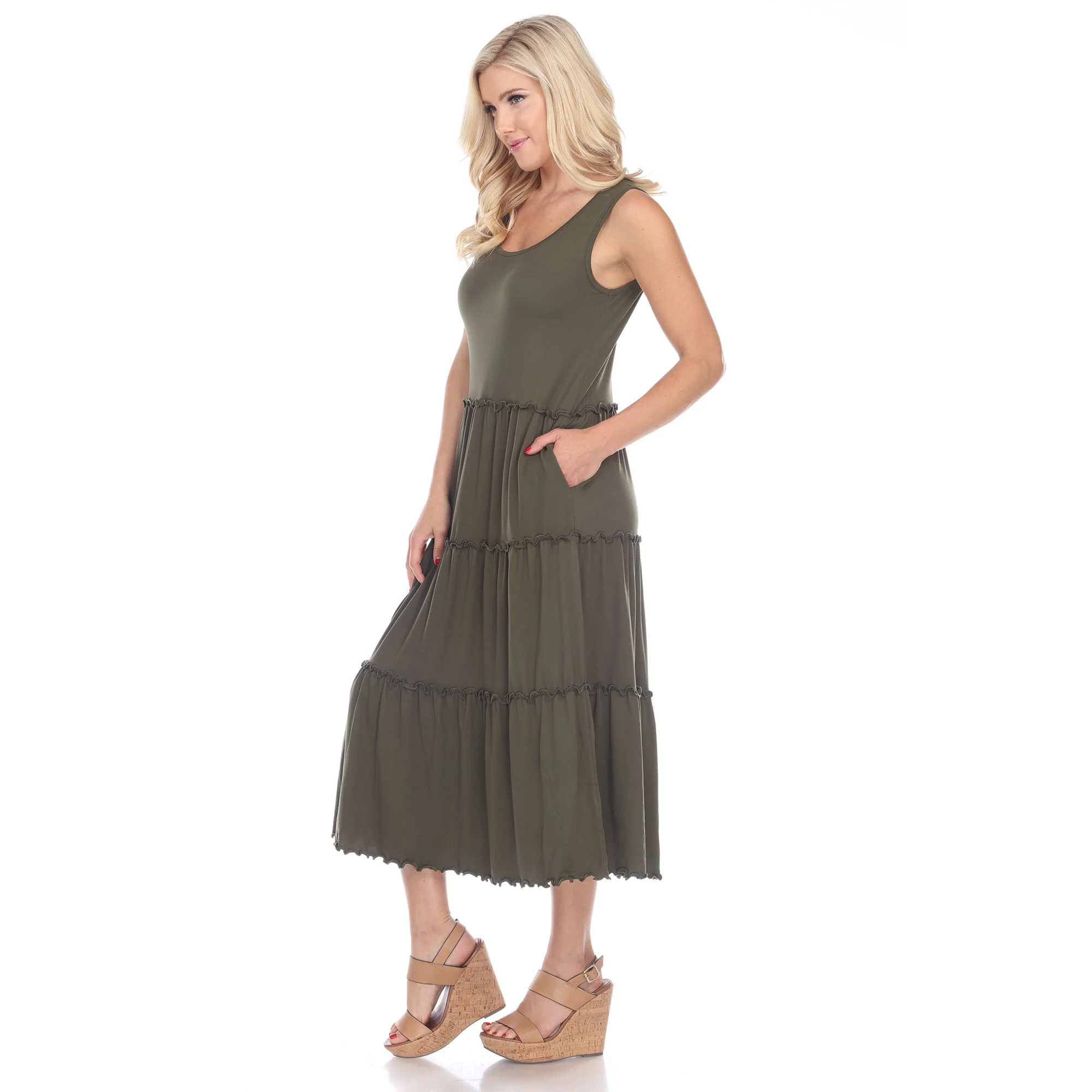 Scoop Neck Tiered Midi Dress - Image 10