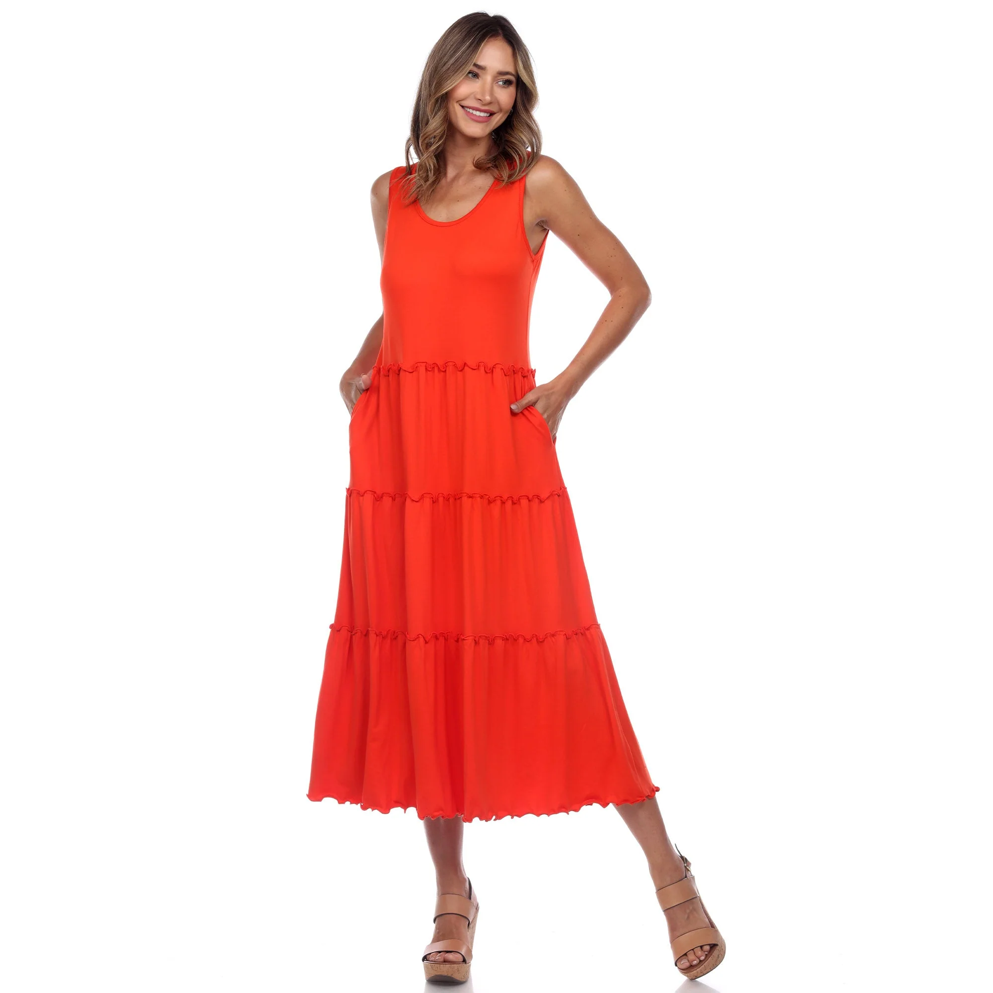 Scoop Neck Tiered Midi Dress - Image 33