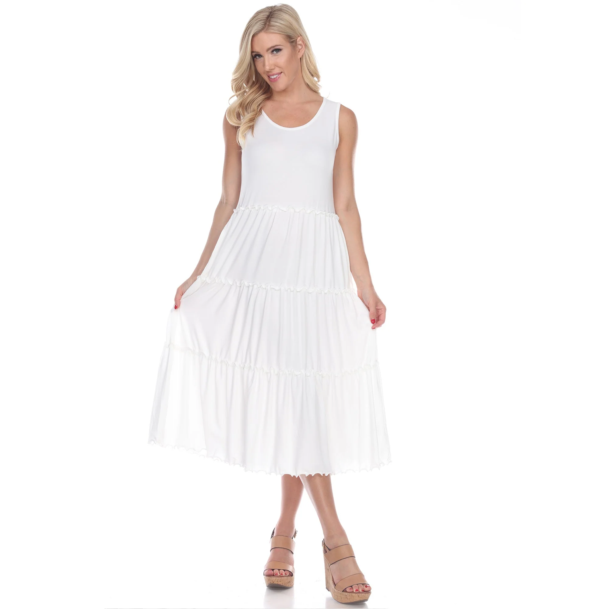 Scoop Neck Tiered Midi Dress - Image 40