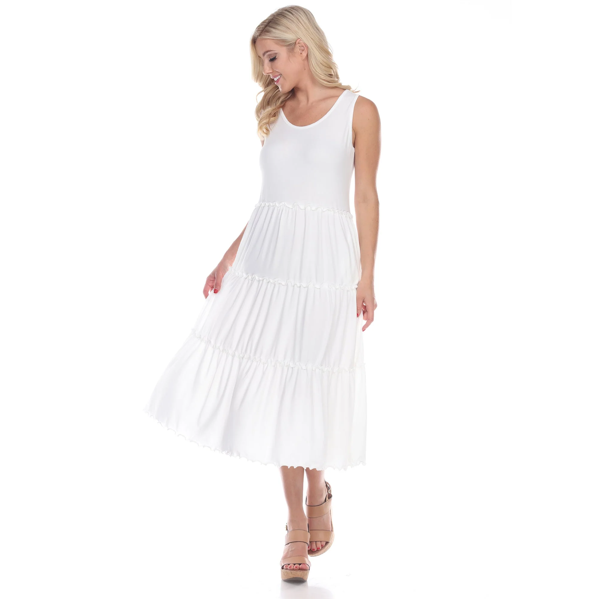 Scoop Neck Tiered Midi Dress - Image 41