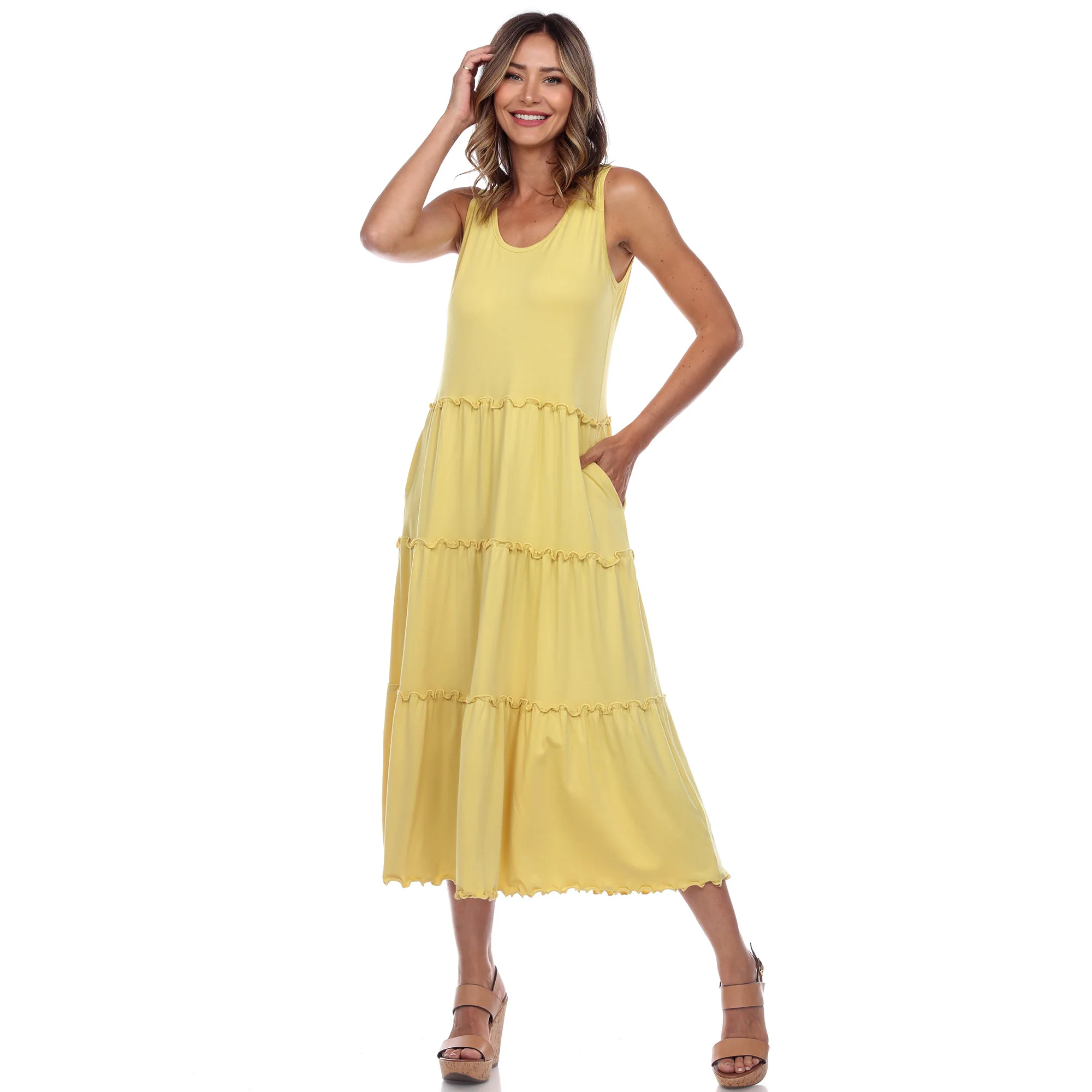 Scoop Neck Tiered Midi Dress - Image 46