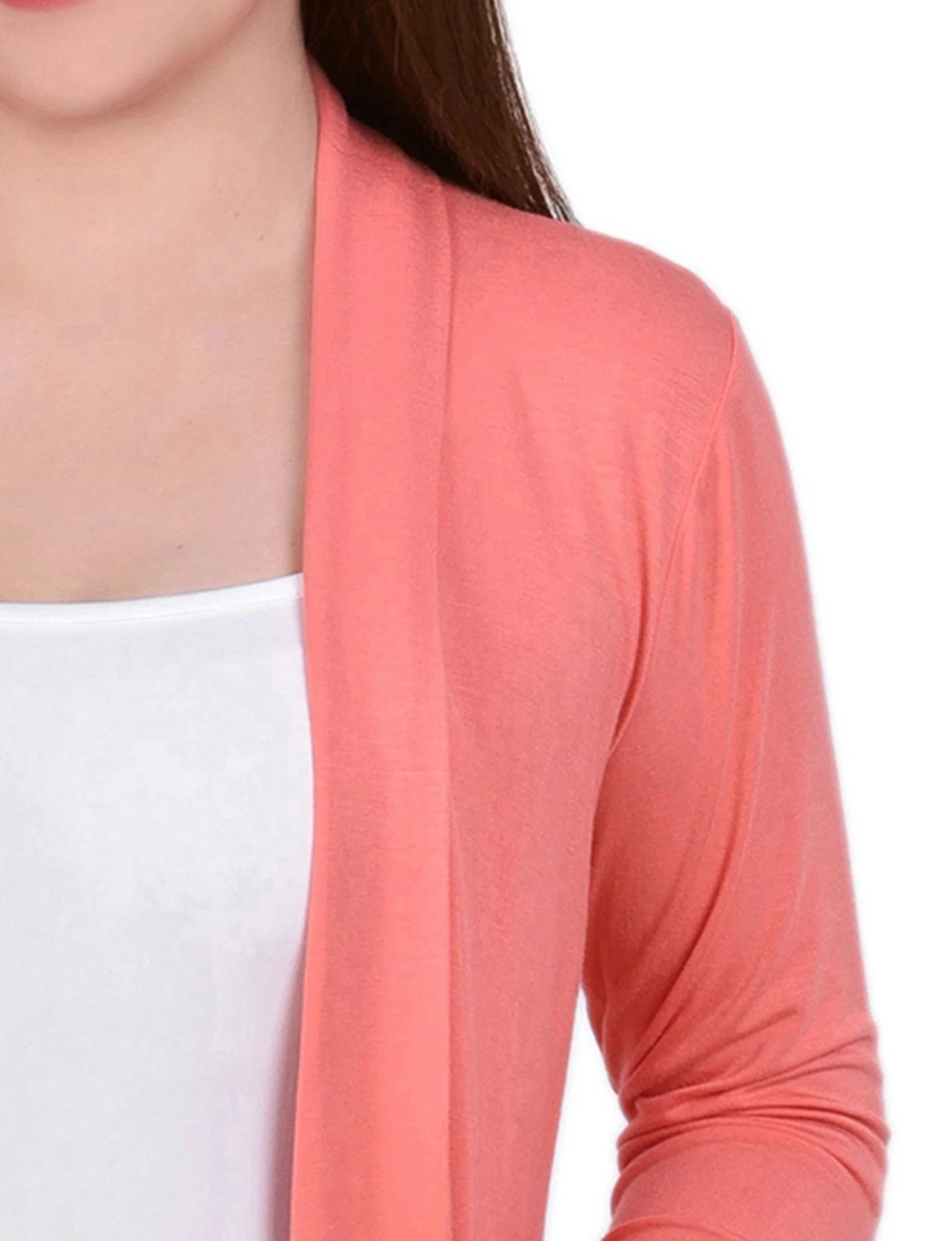 Shell Pink Solid 3/4 Sleeve Cardigan - Image 3