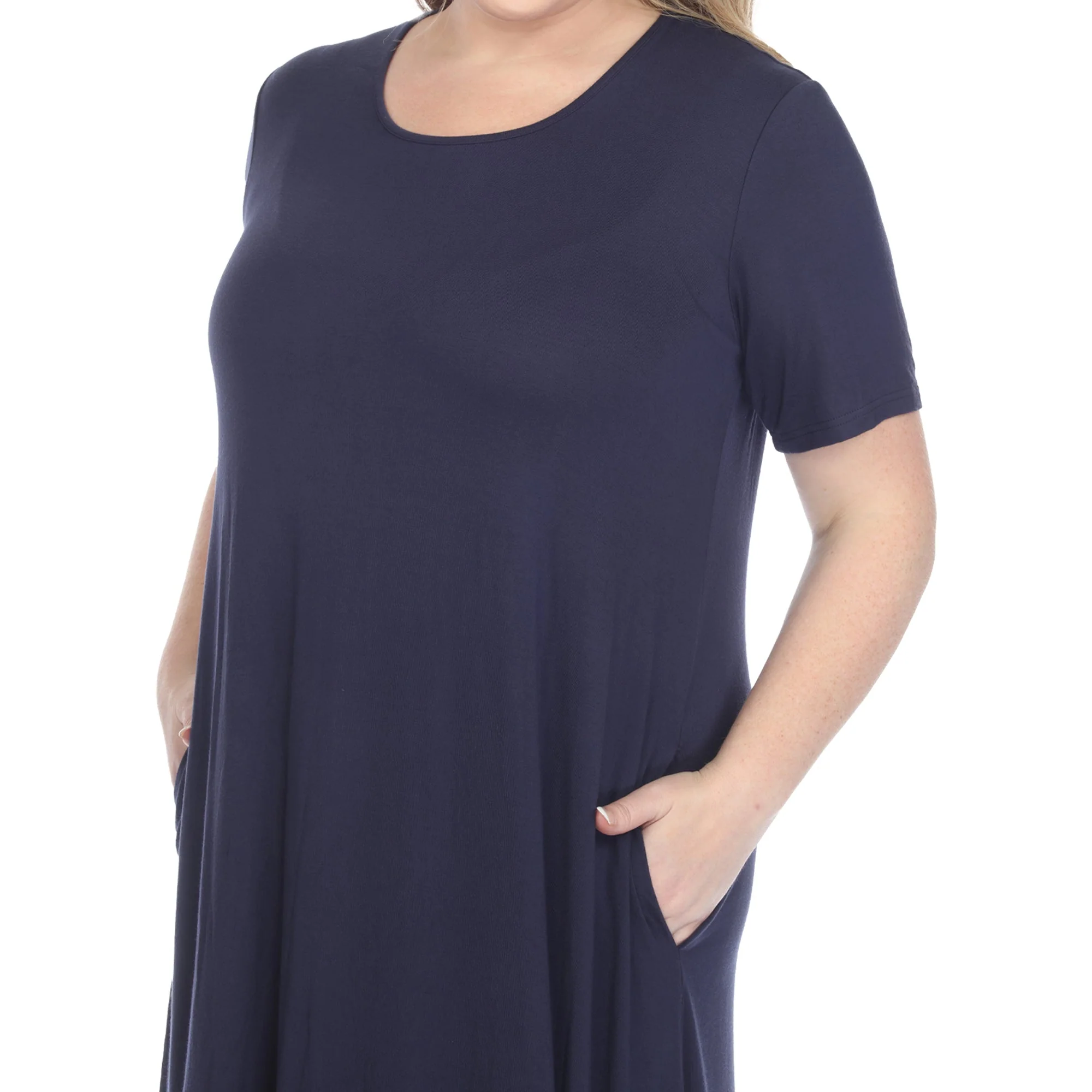 Short Sleeve Pocket Swing Midi Dress - Plus - Image 29