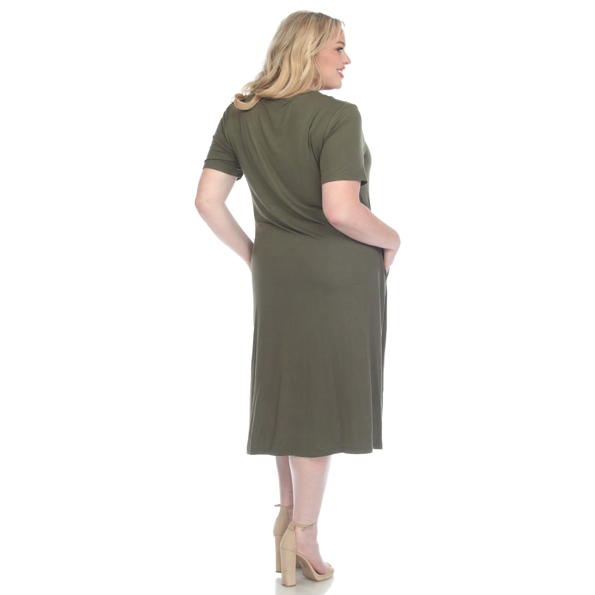 Short Sleeve Pocket Swing Midi Dress - Plus - Image 33