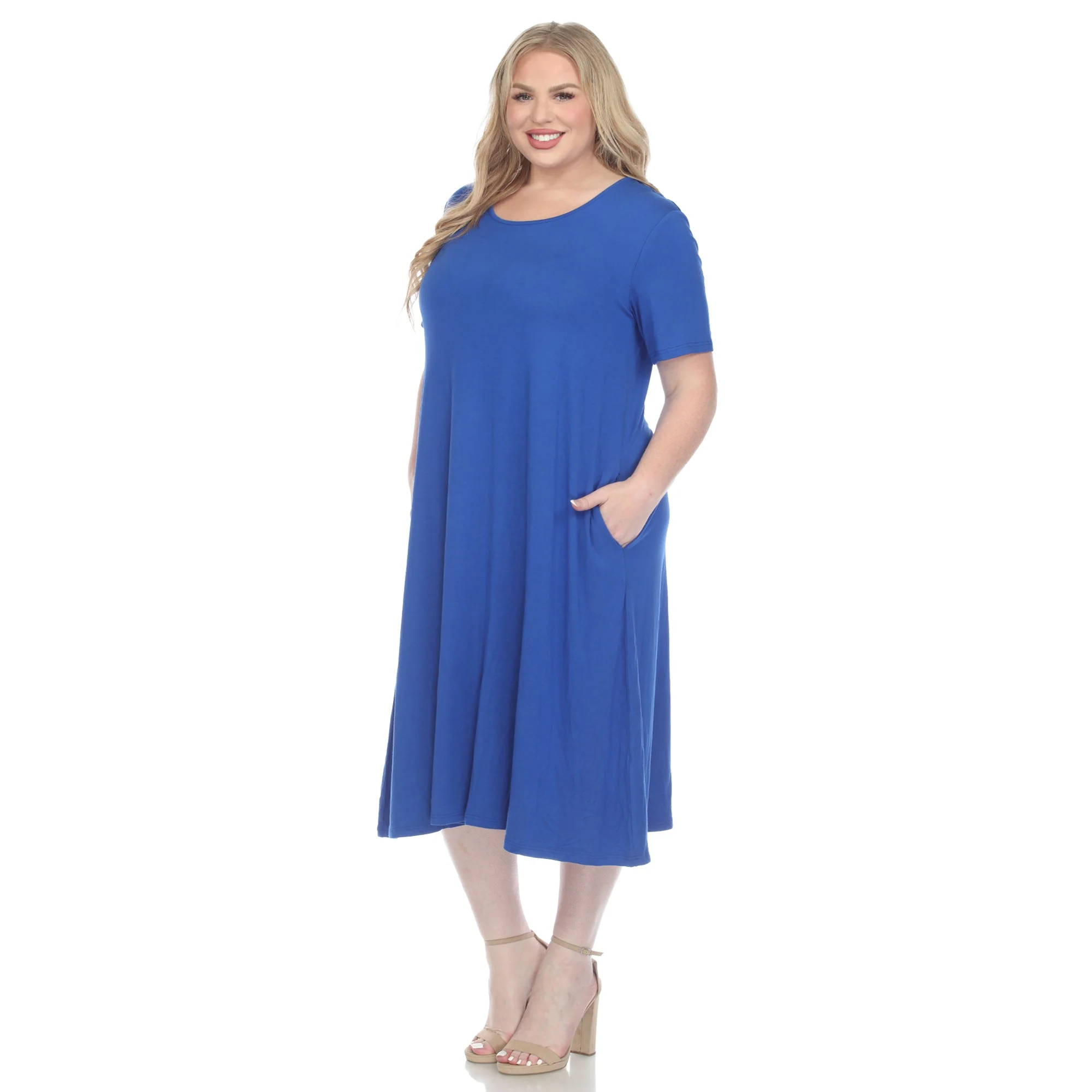 Short Sleeve Pocket Swing Midi Dress - Plus - Image 7