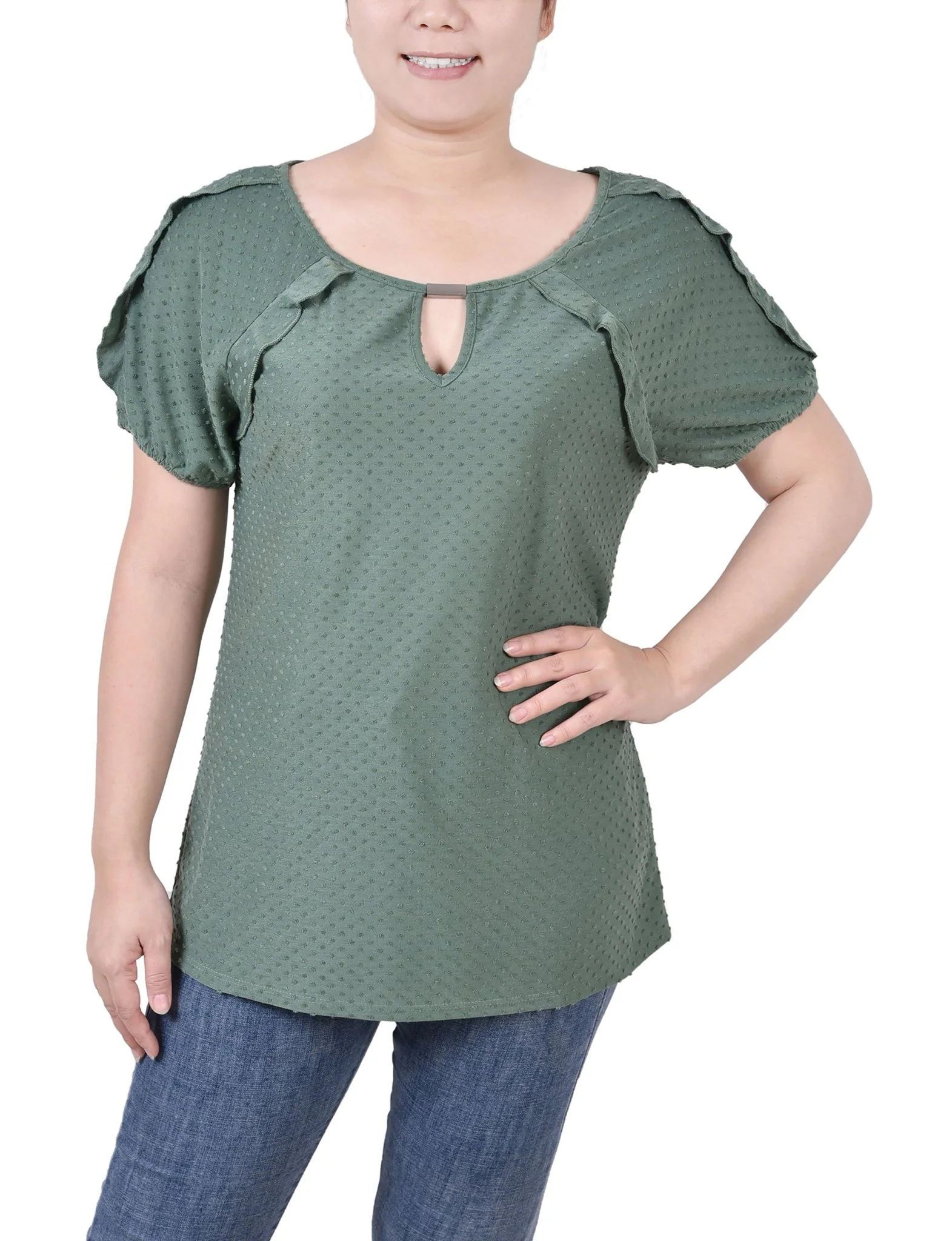 Short Sleeve Swiss Dot Top - Petite - Image 7
