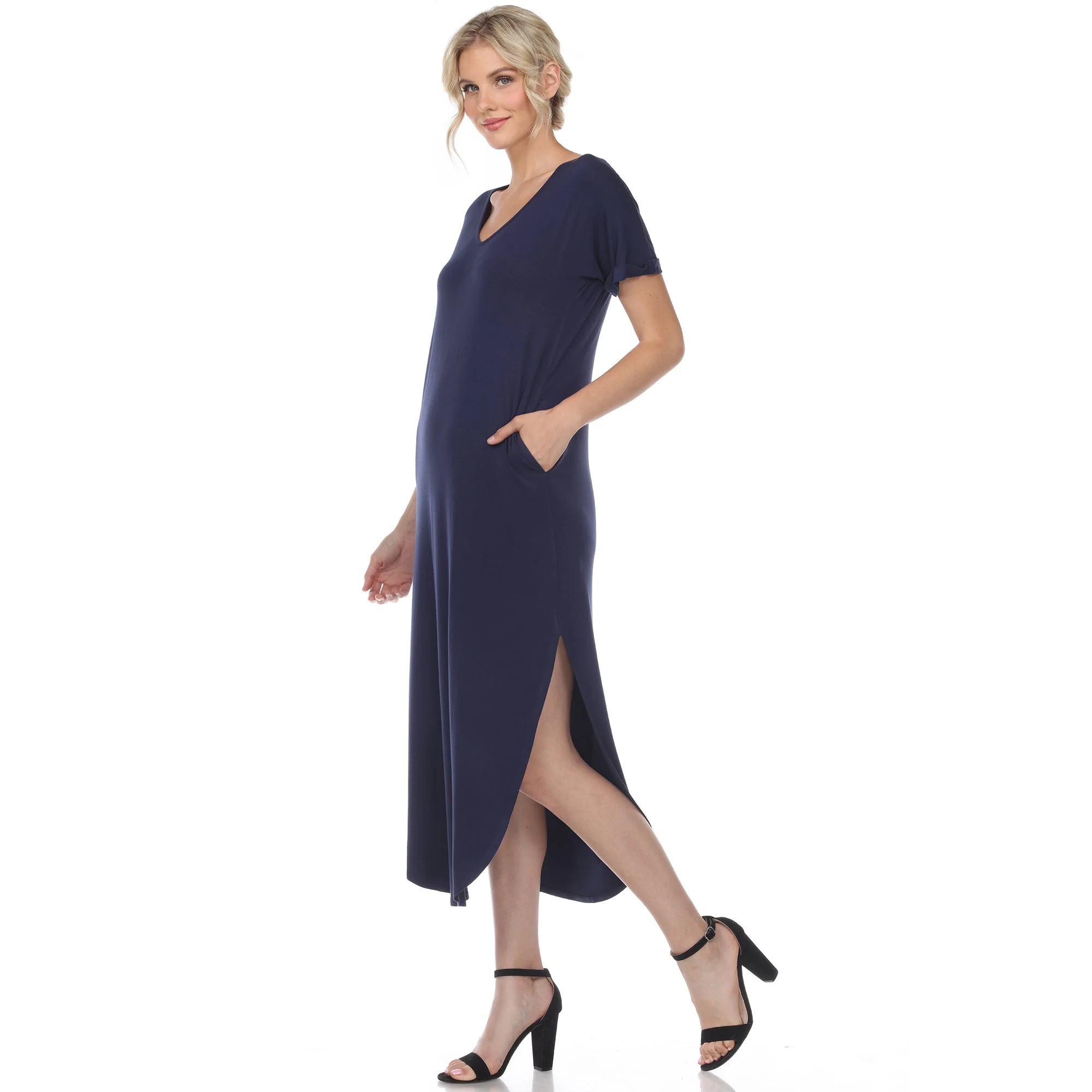 Short Sleeve V-neck Maxi Dress - Image 8