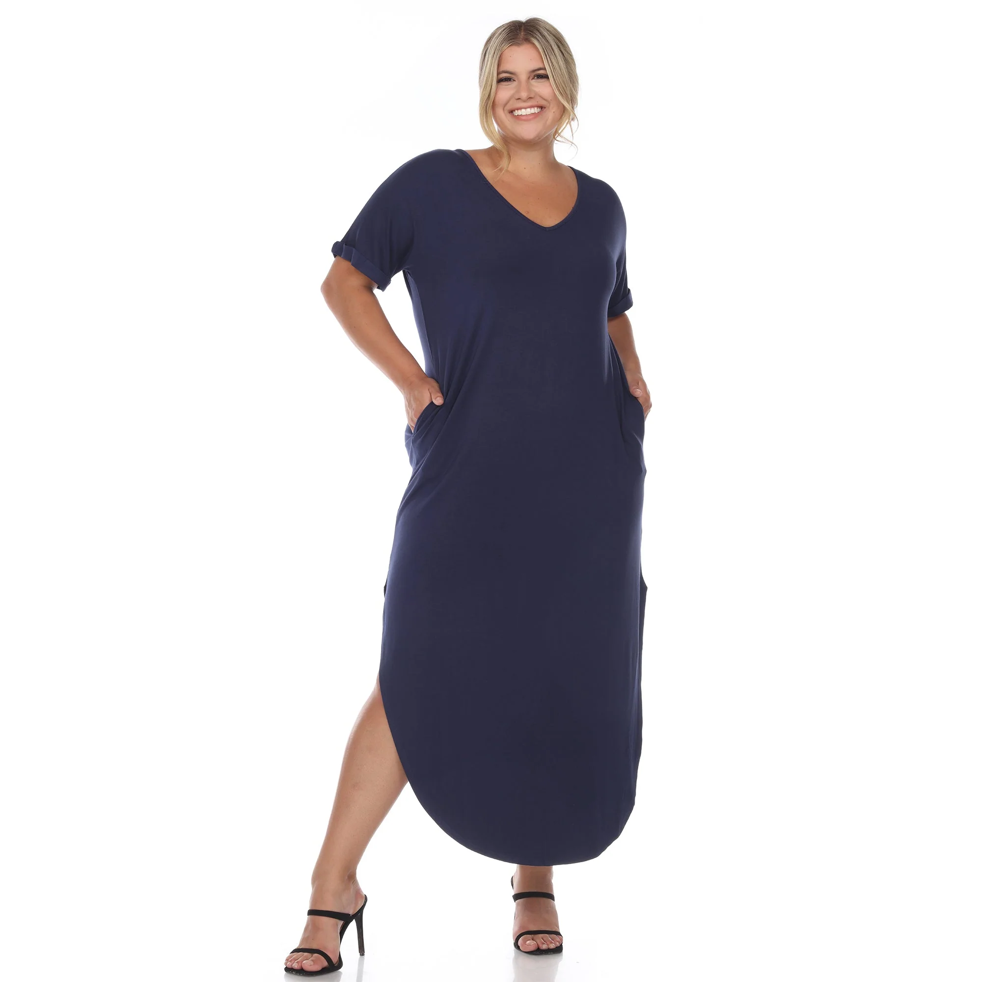 Short Sleeve V-neck Maxi Dress - Plus - Image 21