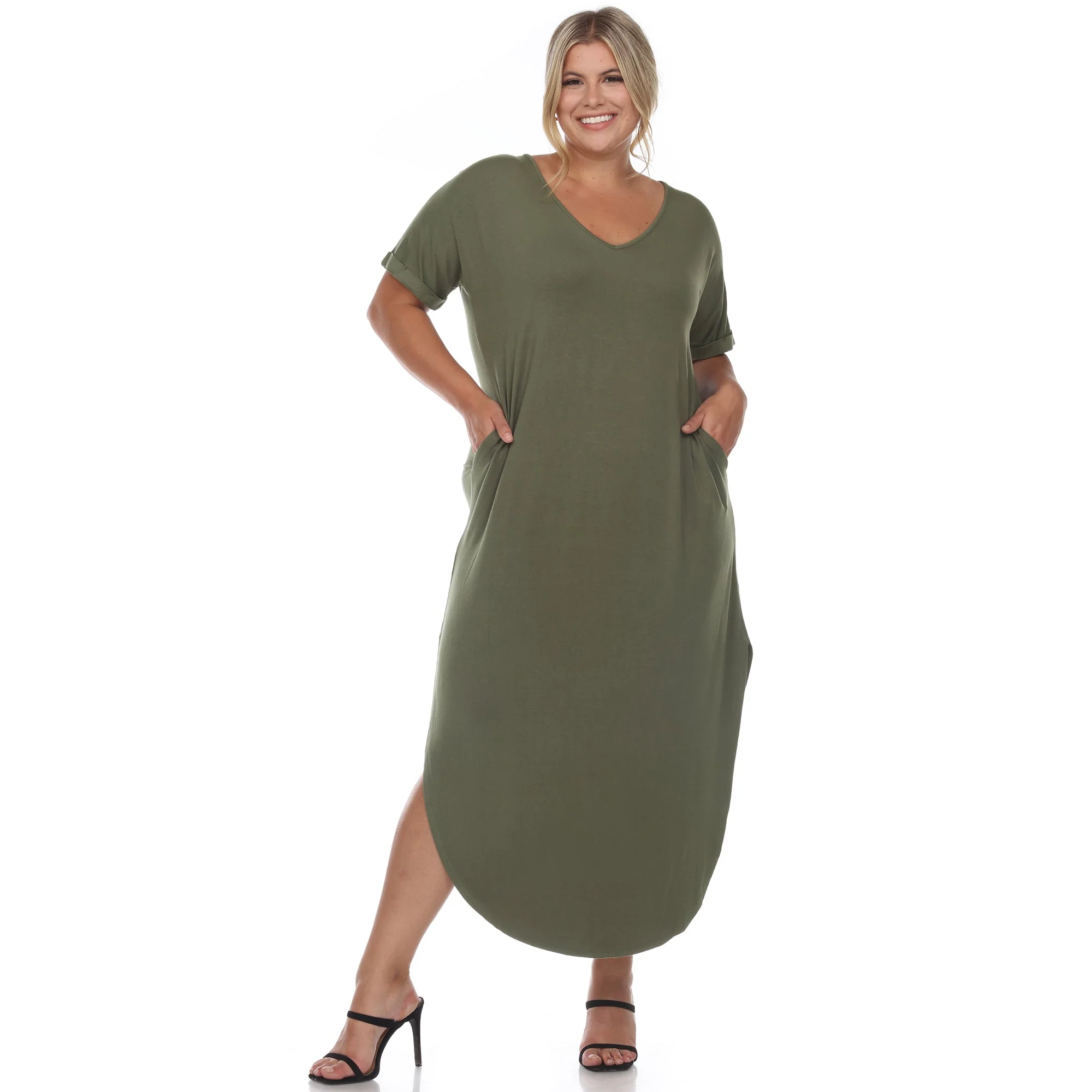 Short Sleeve V-neck Maxi Dress - Plus - Image 26
