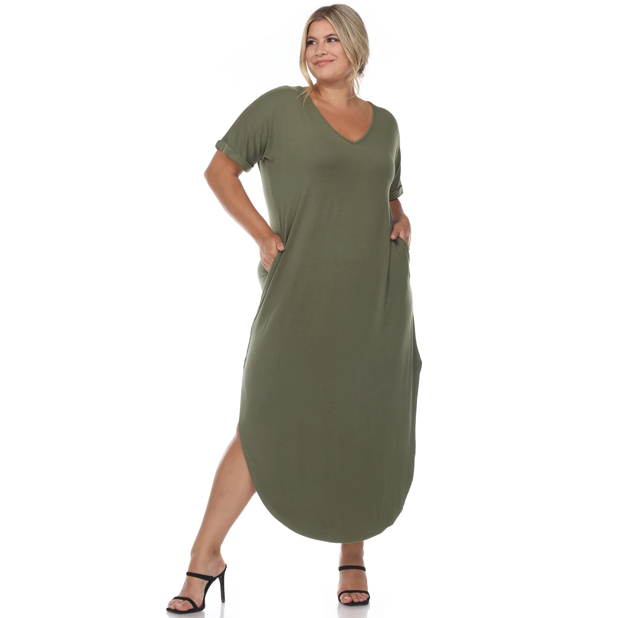 Short Sleeve V-neck Maxi Dress - Plus - Image 27
