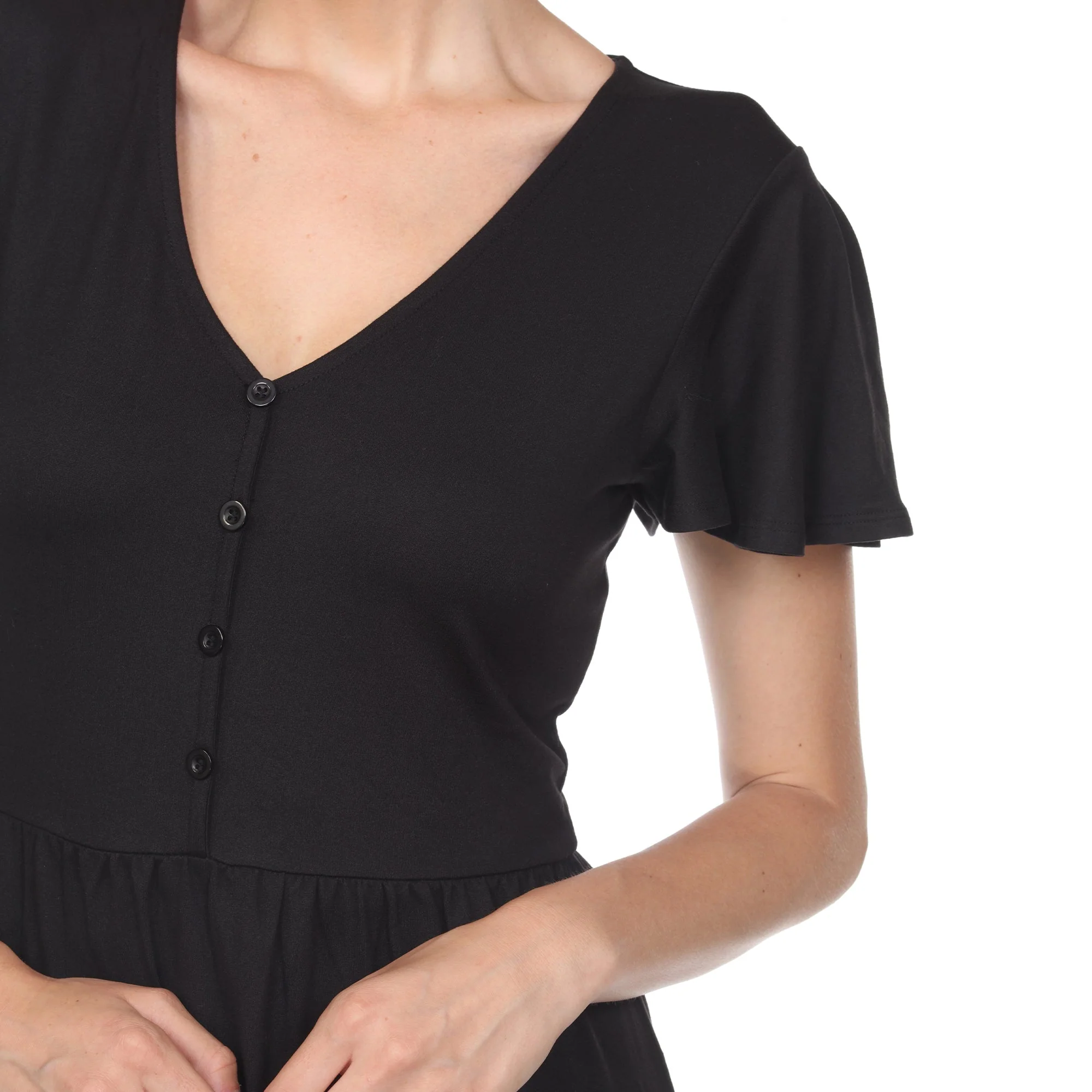 Short Sleeve V-neck Tiered Dress - Image 13