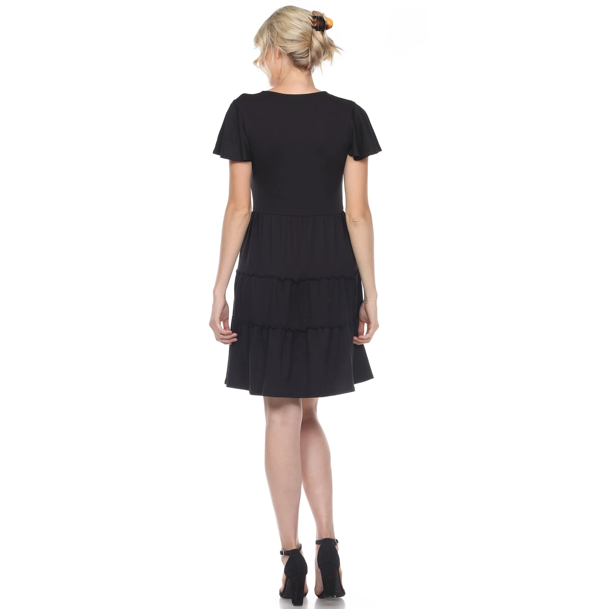 Short Sleeve V-neck Tiered Dress - Image 15