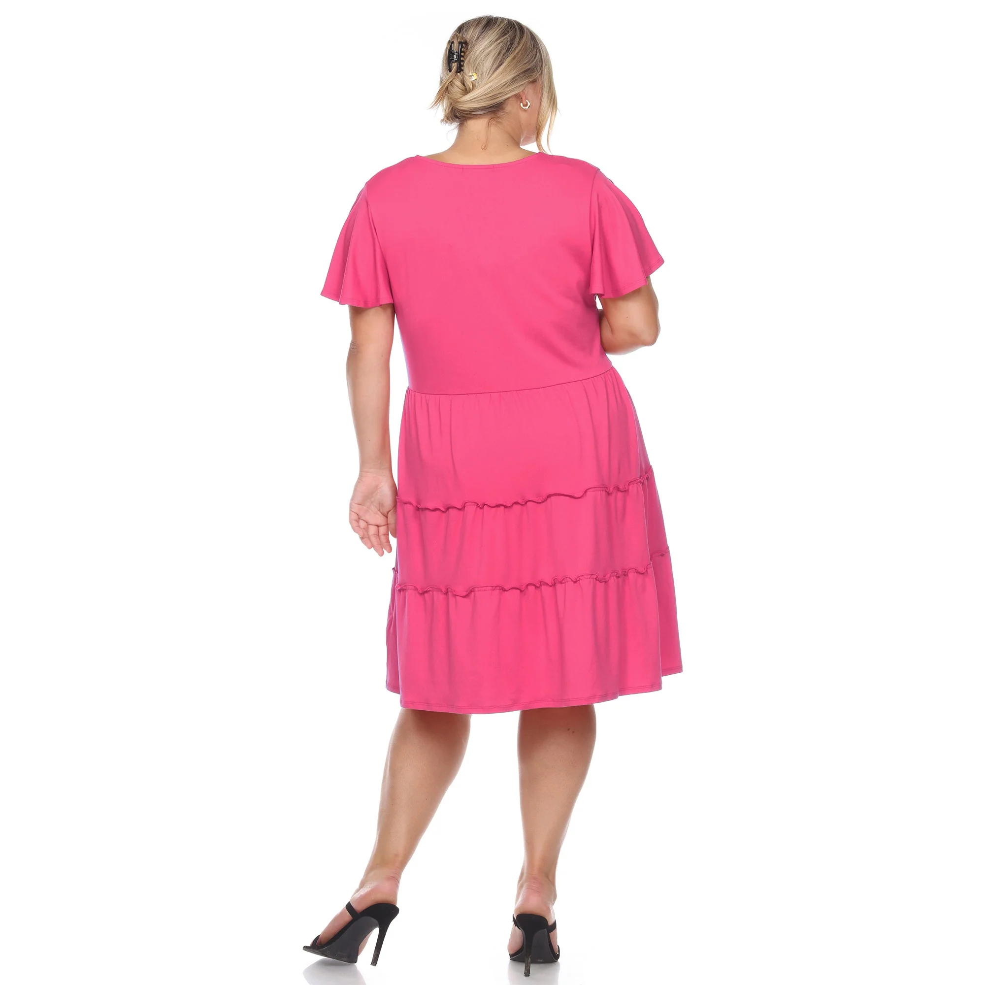 Short Sleeve V-neck Tiered Dress - Plus - Image 3