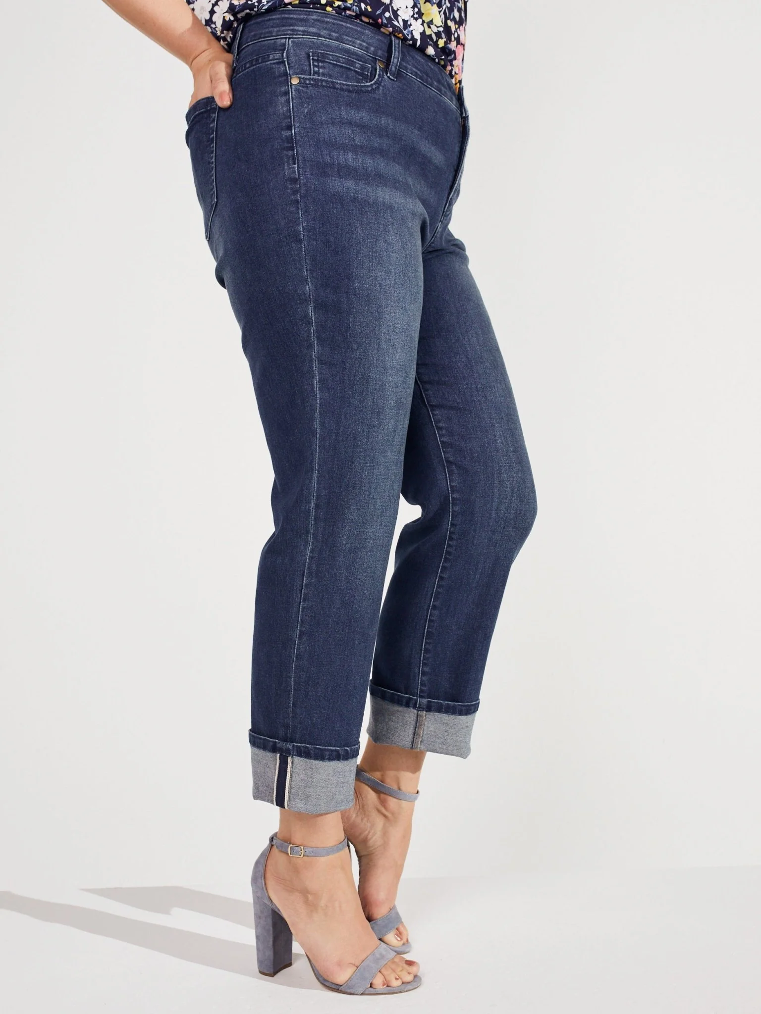 Westport Signature Girlfriend 5 Pocket Selvedge Cuff Jeans - Plus - Image 4