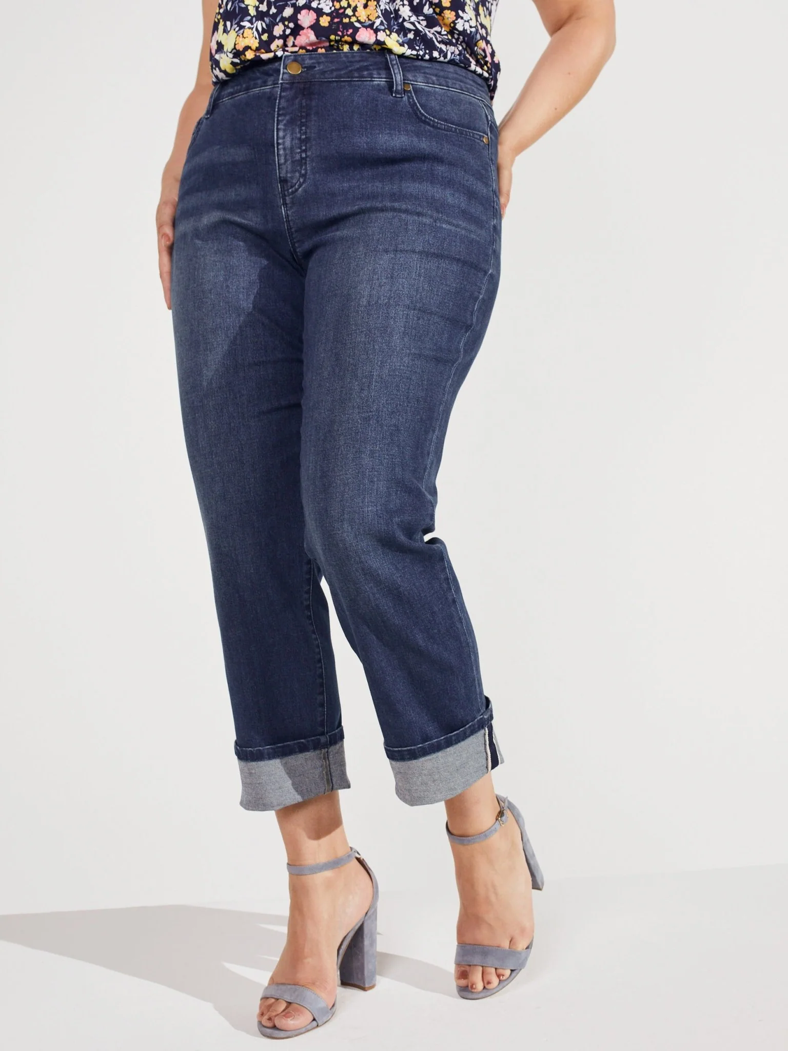 Westport Signature Girlfriend 5 Pocket Selvedge Cuff Jeans - Plus - Image 7