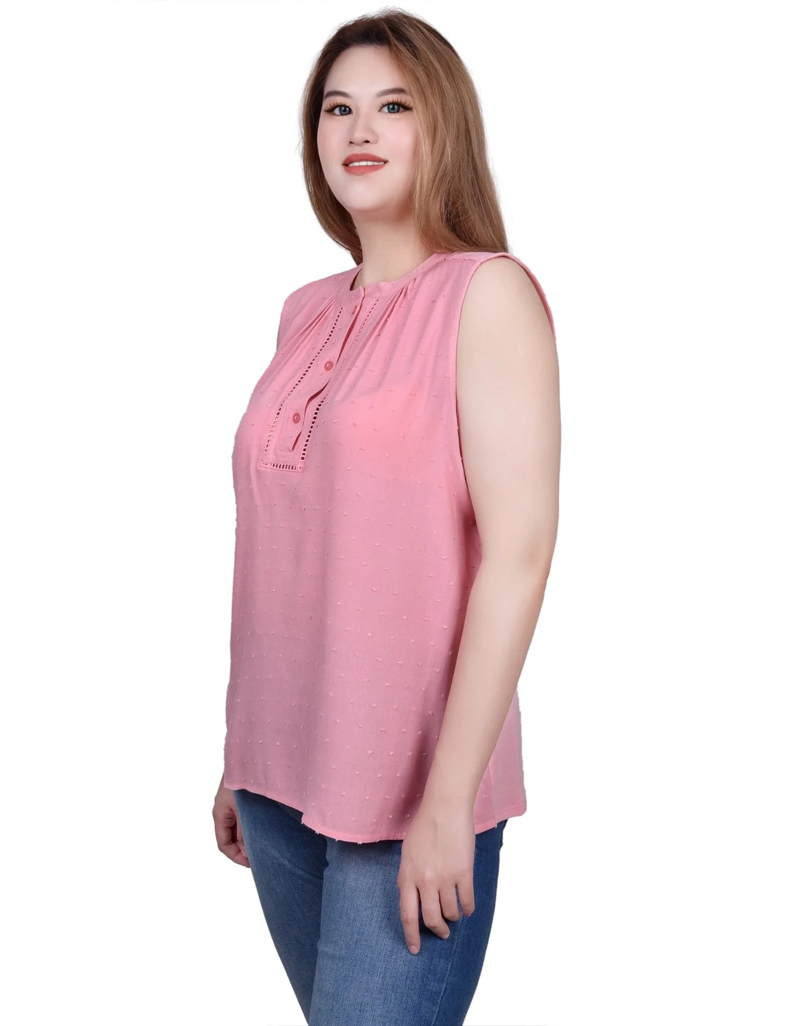 Sleeveless Swiss Dot Blouse - Petite - Image 6