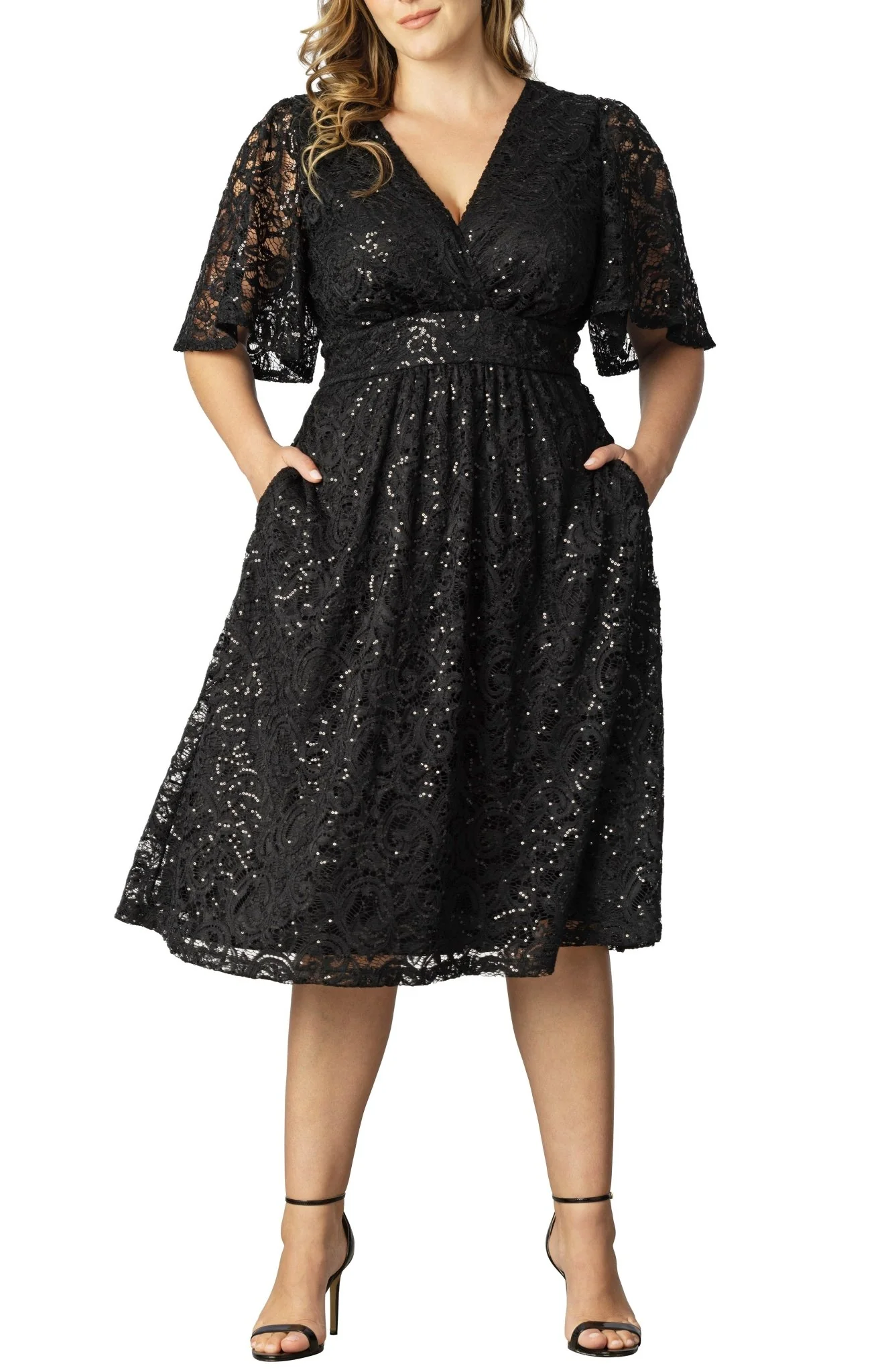 Starry Sequined Lace Cocktail Dress - Plus - Image 2