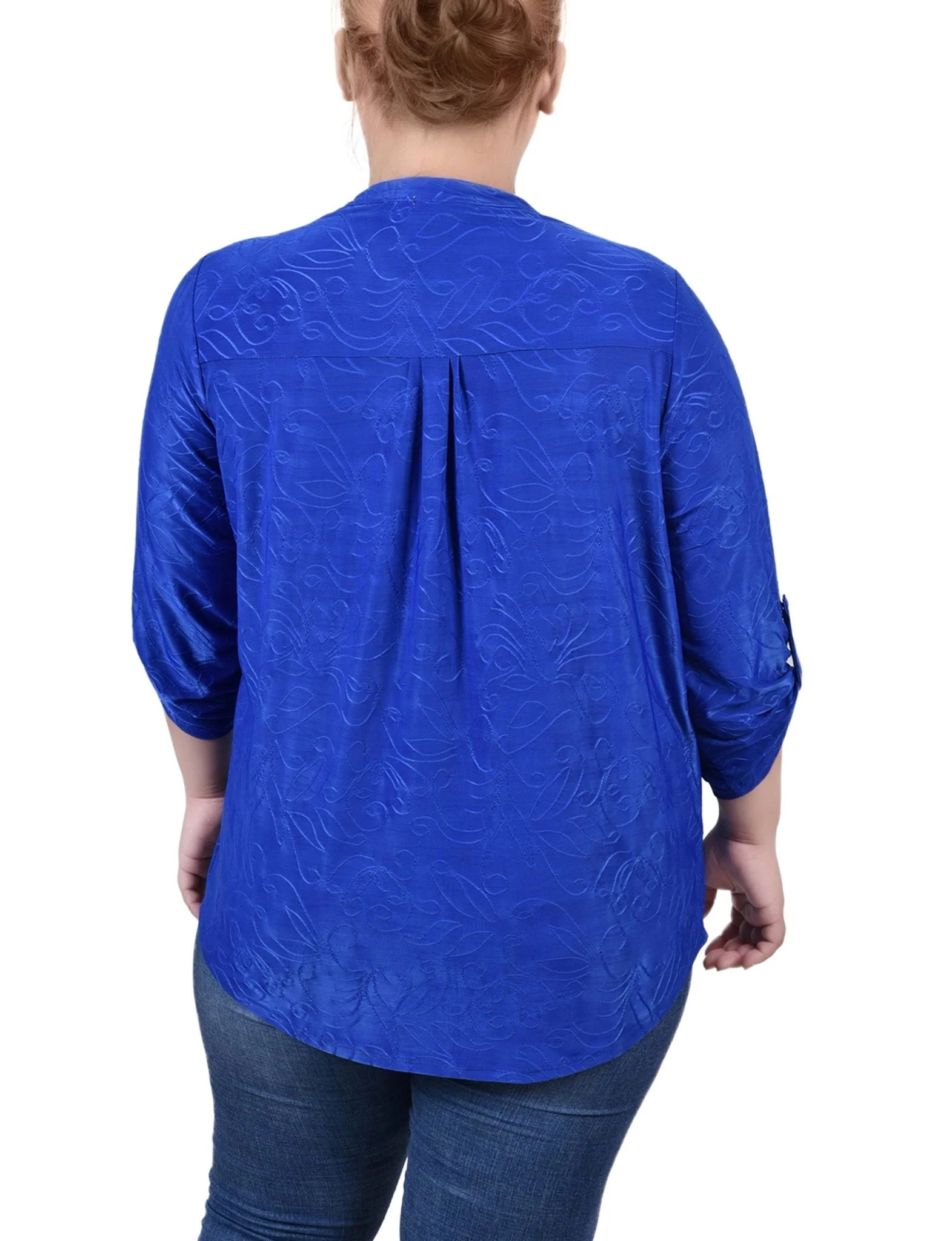 Surf The Web 3/4 Roll Tab Pullover Top - Plus - Image 4