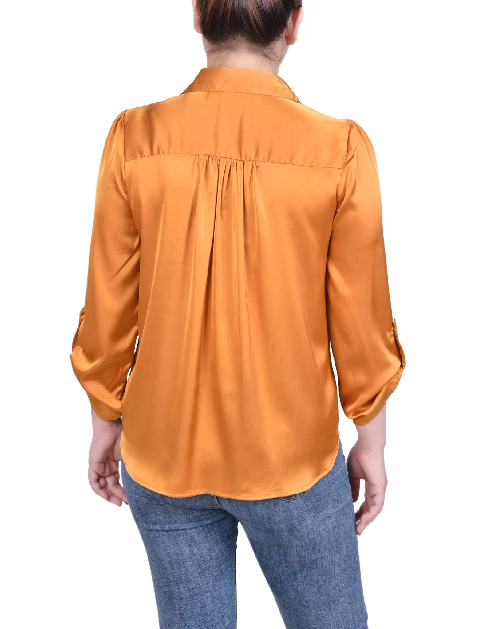 Tabbed Long Sleeve Satin Blouse - Petite - Image 6
