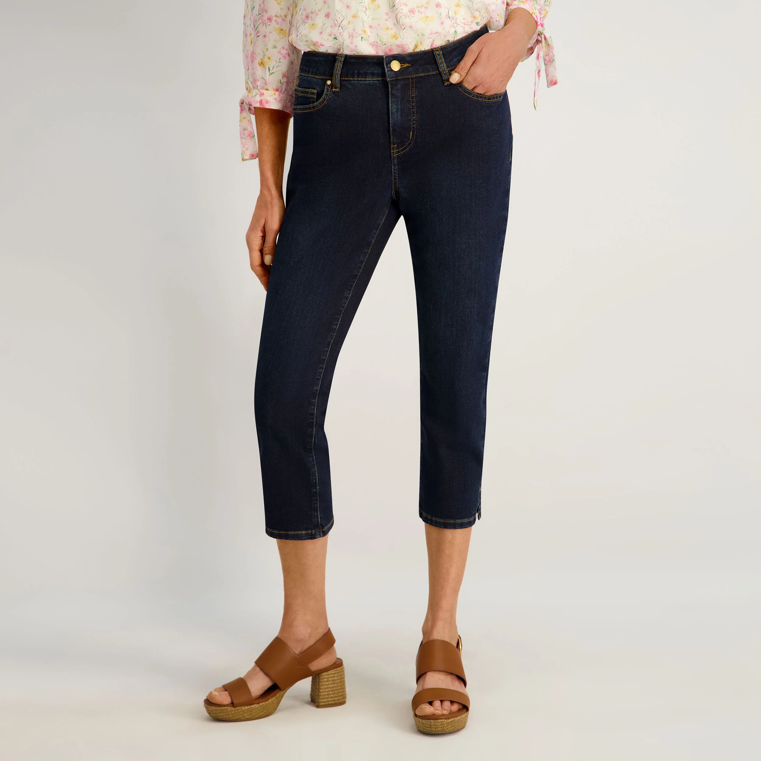 Westport Signature Side Slit Capri in Rinse - Image 3