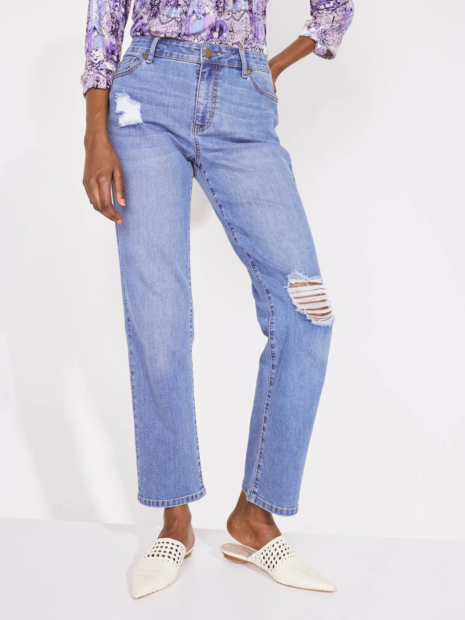 Westport Signature Straight Leg Jeans with Destruction - Image 2