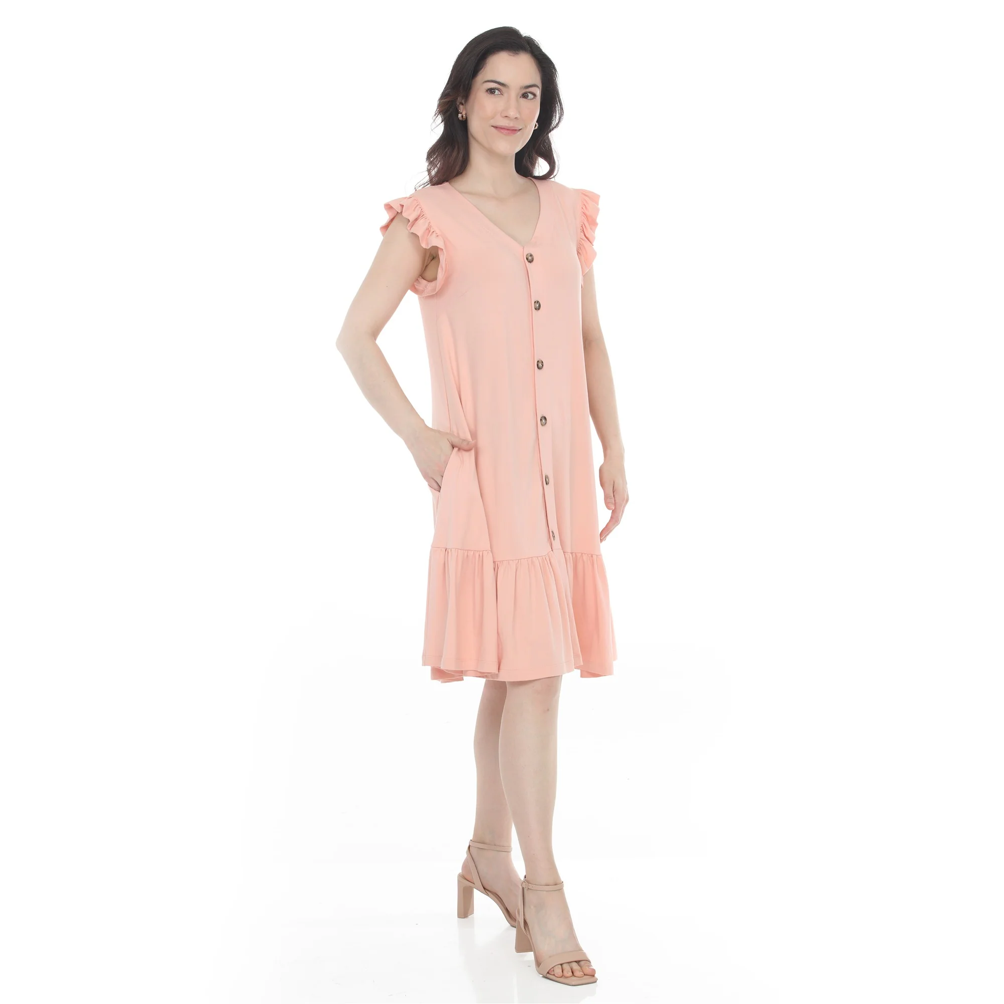 Women's Button Front Tiered Swing Dress - Image 16