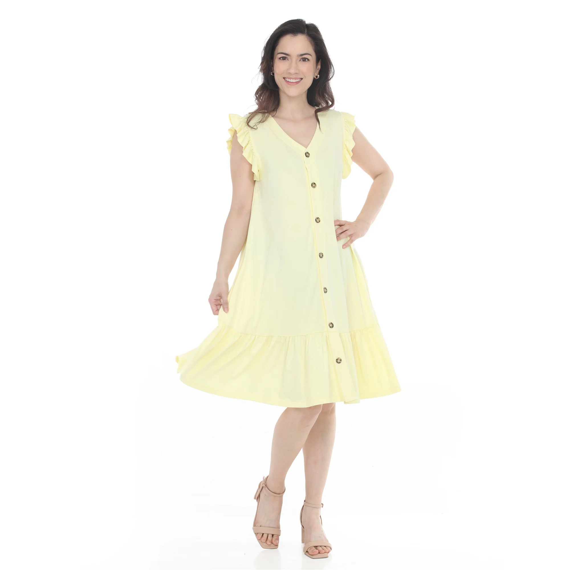 Women's Button Front Tiered Swing Dress - Image 29