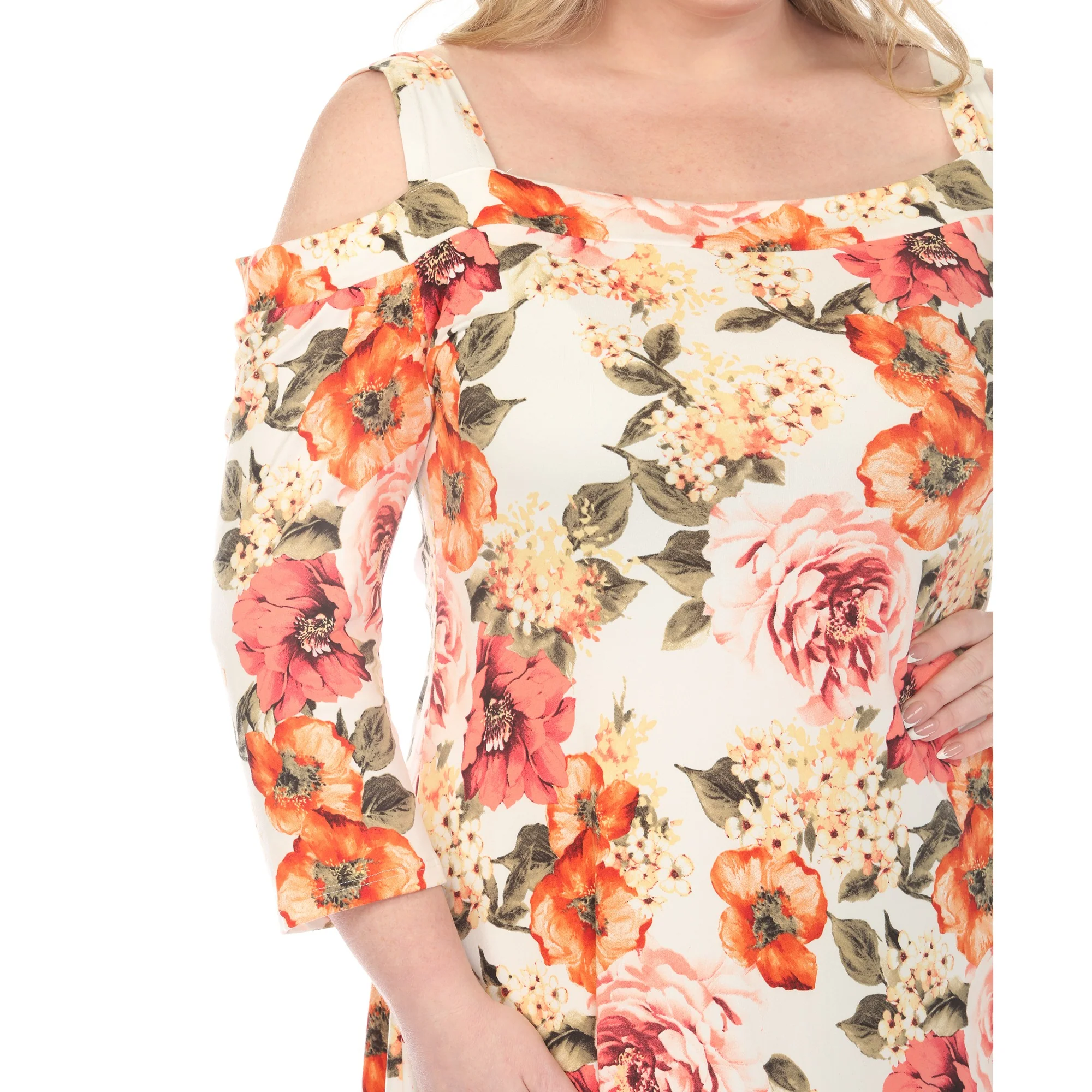 Women's  Cold Shoulder 3/4 Sleeve Dress - Image 14