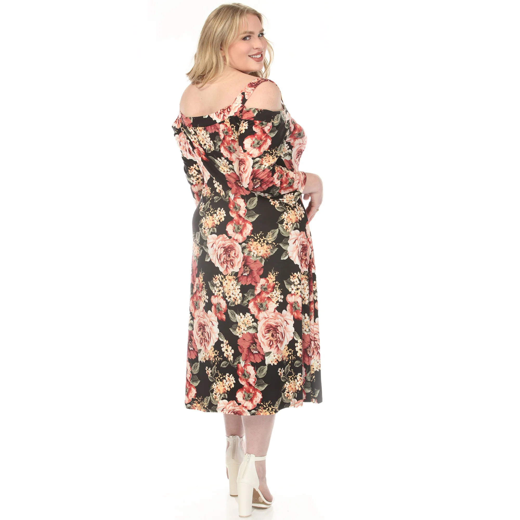 Women's  Cold Shoulder 3/4 Sleeve Dress - Image 3