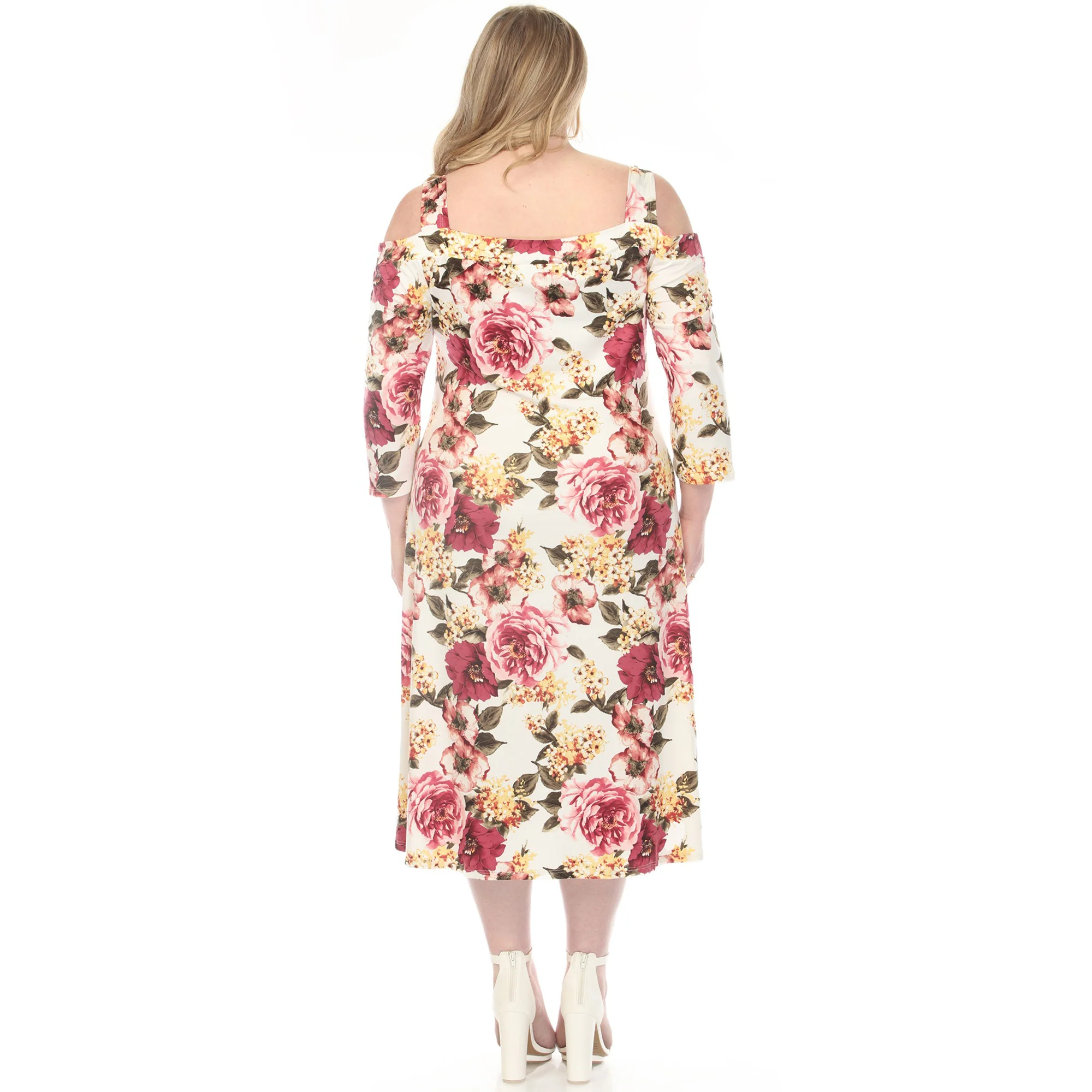 Women's  Cold Shoulder 3/4 Sleeve Dress - Image 8