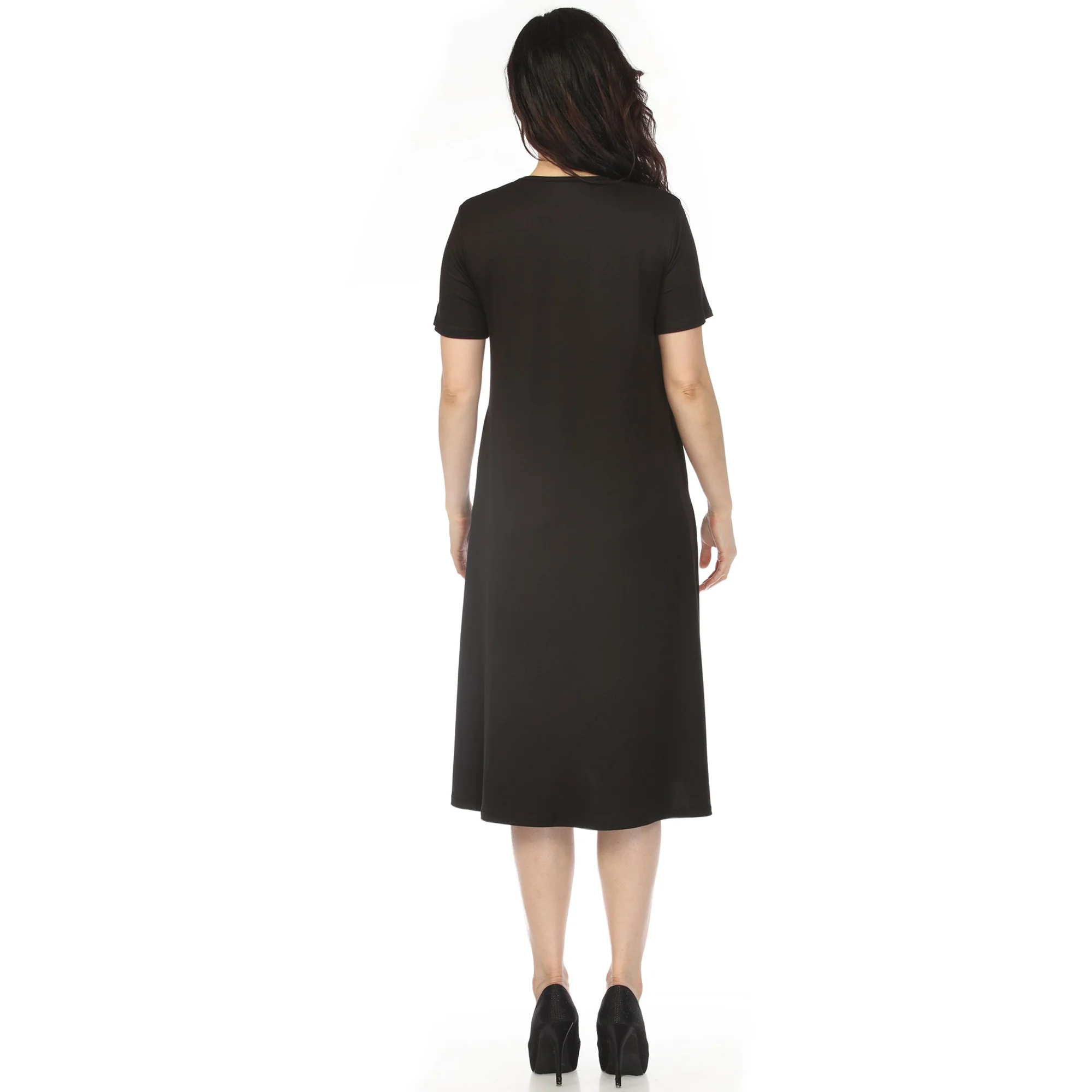 Women's Crew Neck T-Shirt Dress - Black - Image 3